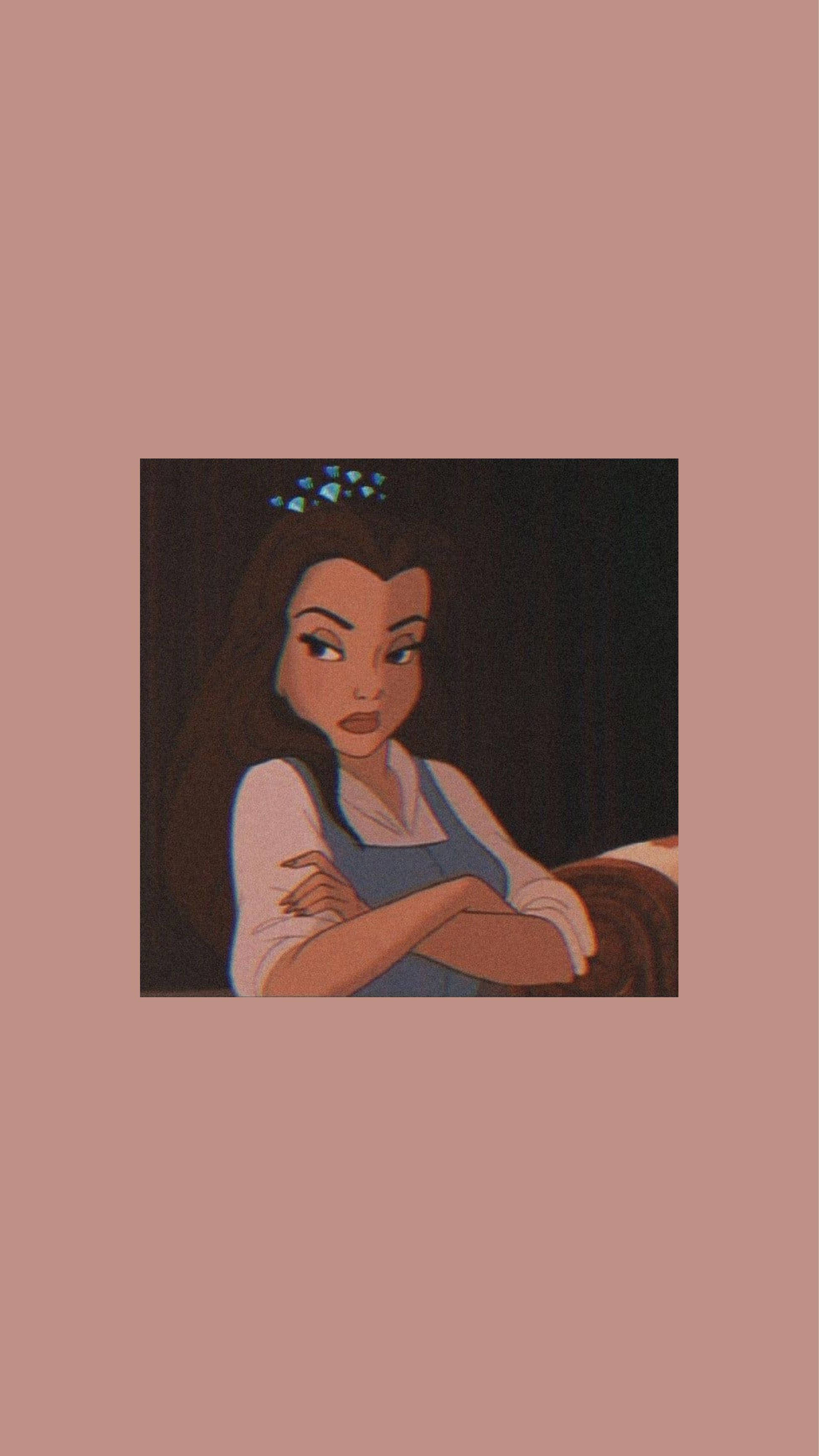 Aesthetic Baddie Belle, long dark hair, blue bow, 2K Phone Wallpaper