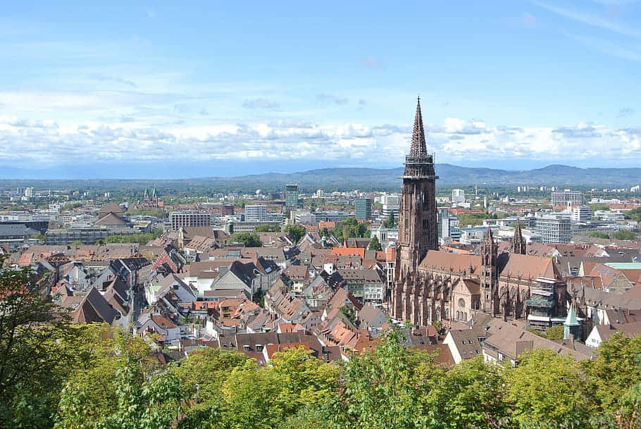 Baden, Switzerland, gothic cathedral, red-tiled rooftops, SD Desktop Wallpaper