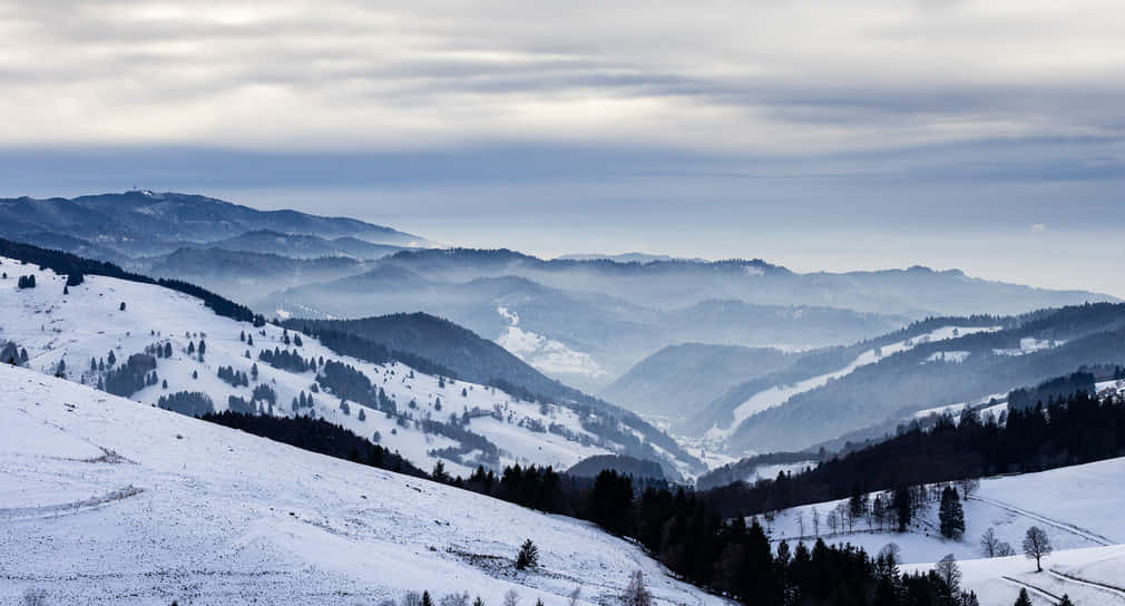 Baden, Switzerland, snow, rolling mountain ridges, SD Desktop Wallpaper