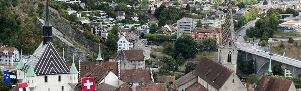 Baden Switzerland, aerial view, historic churches, SD Desktop Wallpaper
