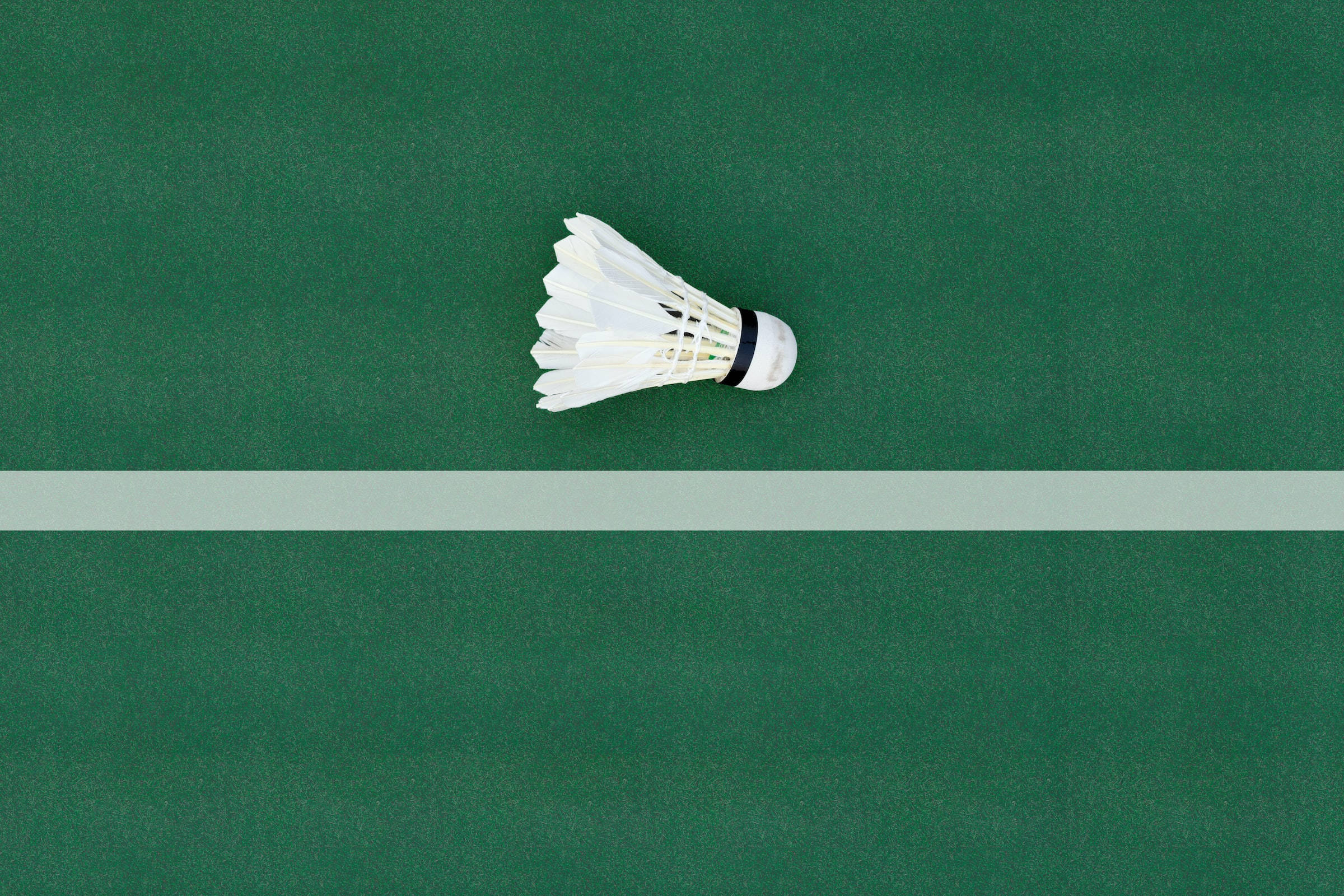 badminton shuttlecock, white, green court, Full HD Desktop Wallpaper