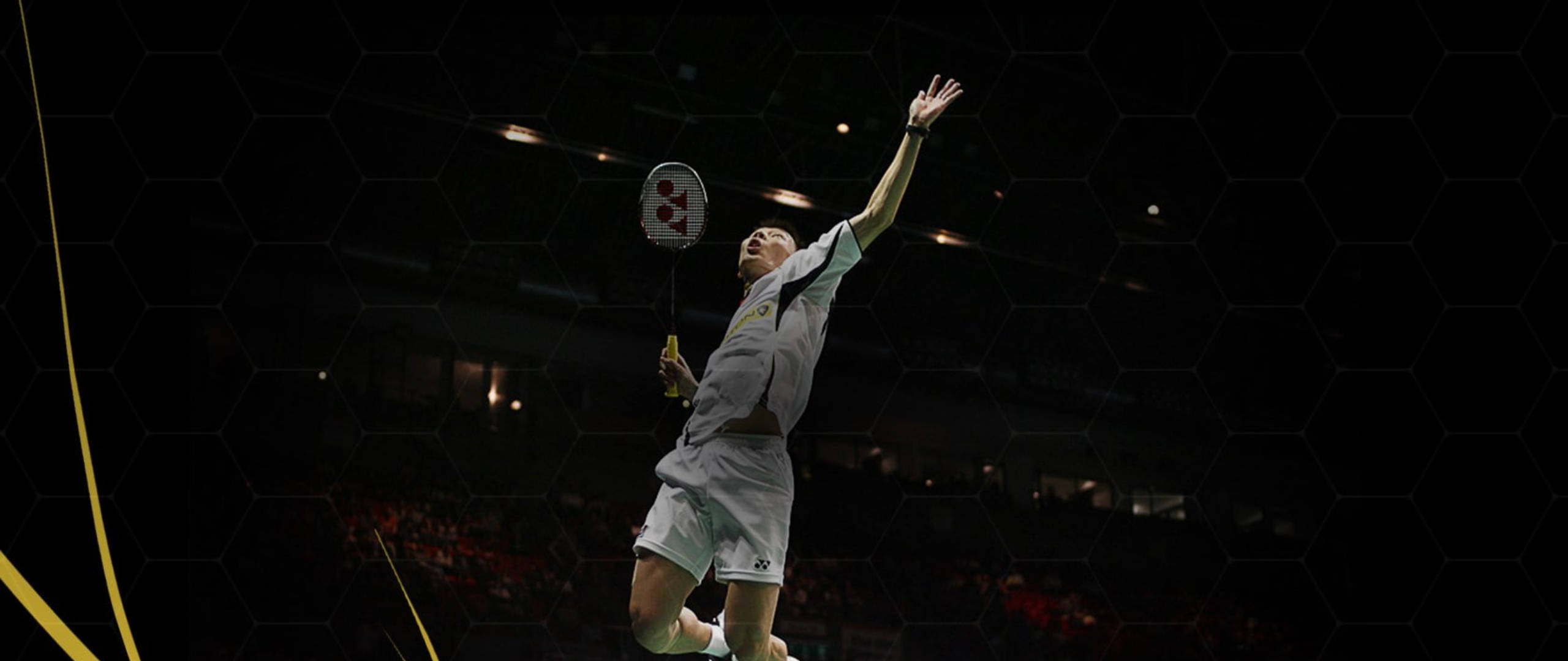 badminton player, white, dark arena, 2K Desktop Wallpaper