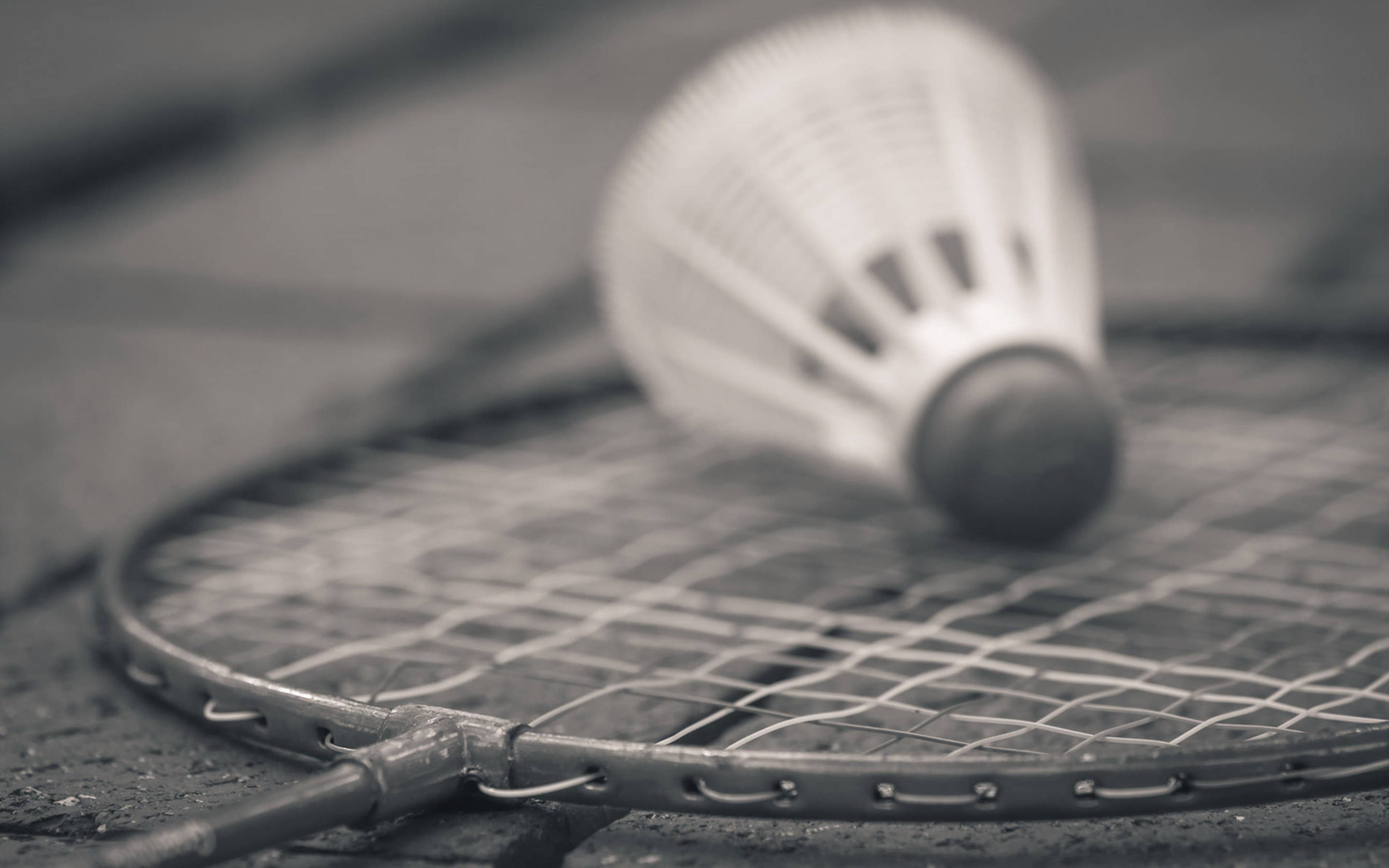 badminton racket, shuttlecock, textured surface, 2K Desktop Wallpaper