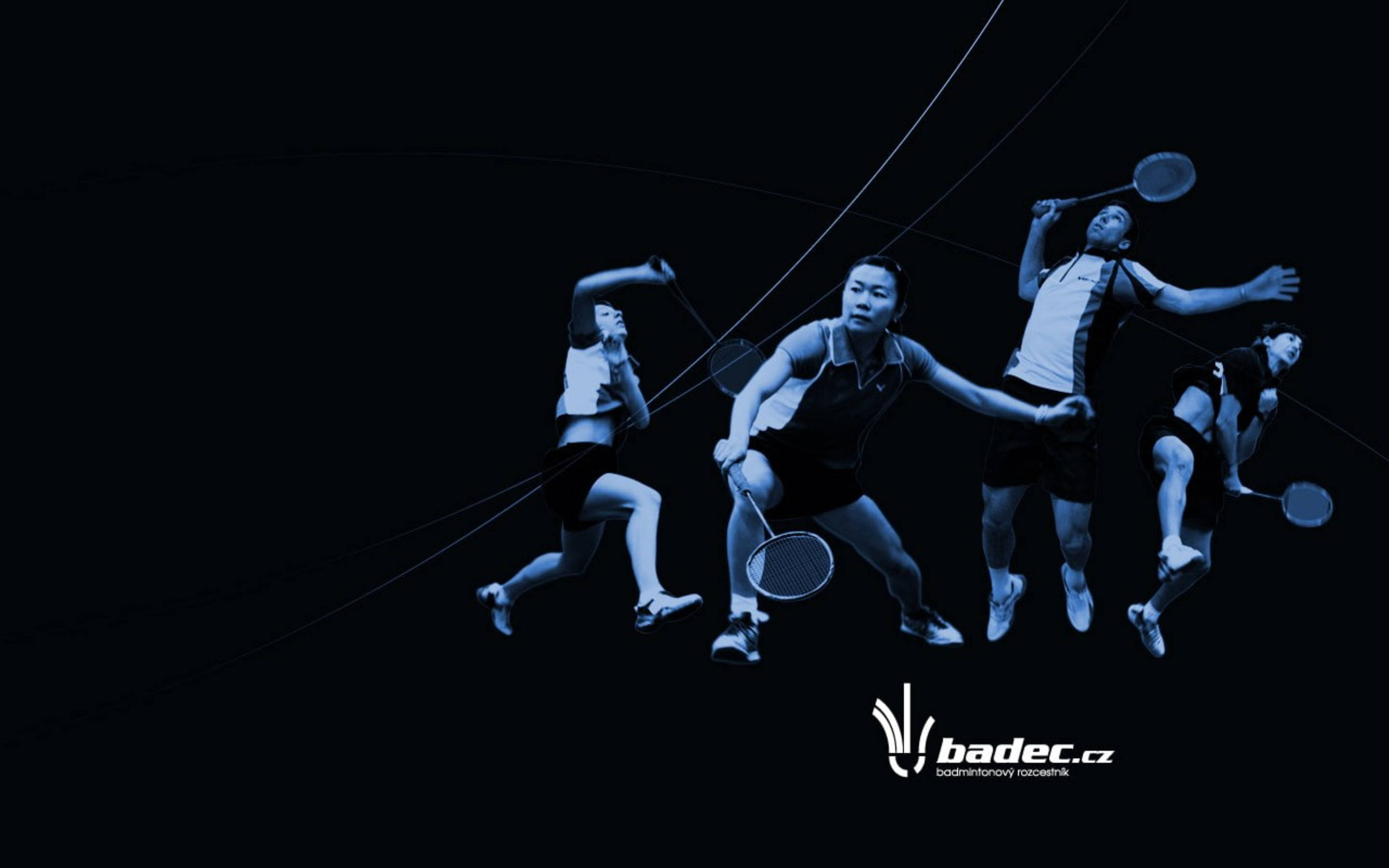 badminton player, blue monochrome, stark black background, 2K Desktop Wallpaper