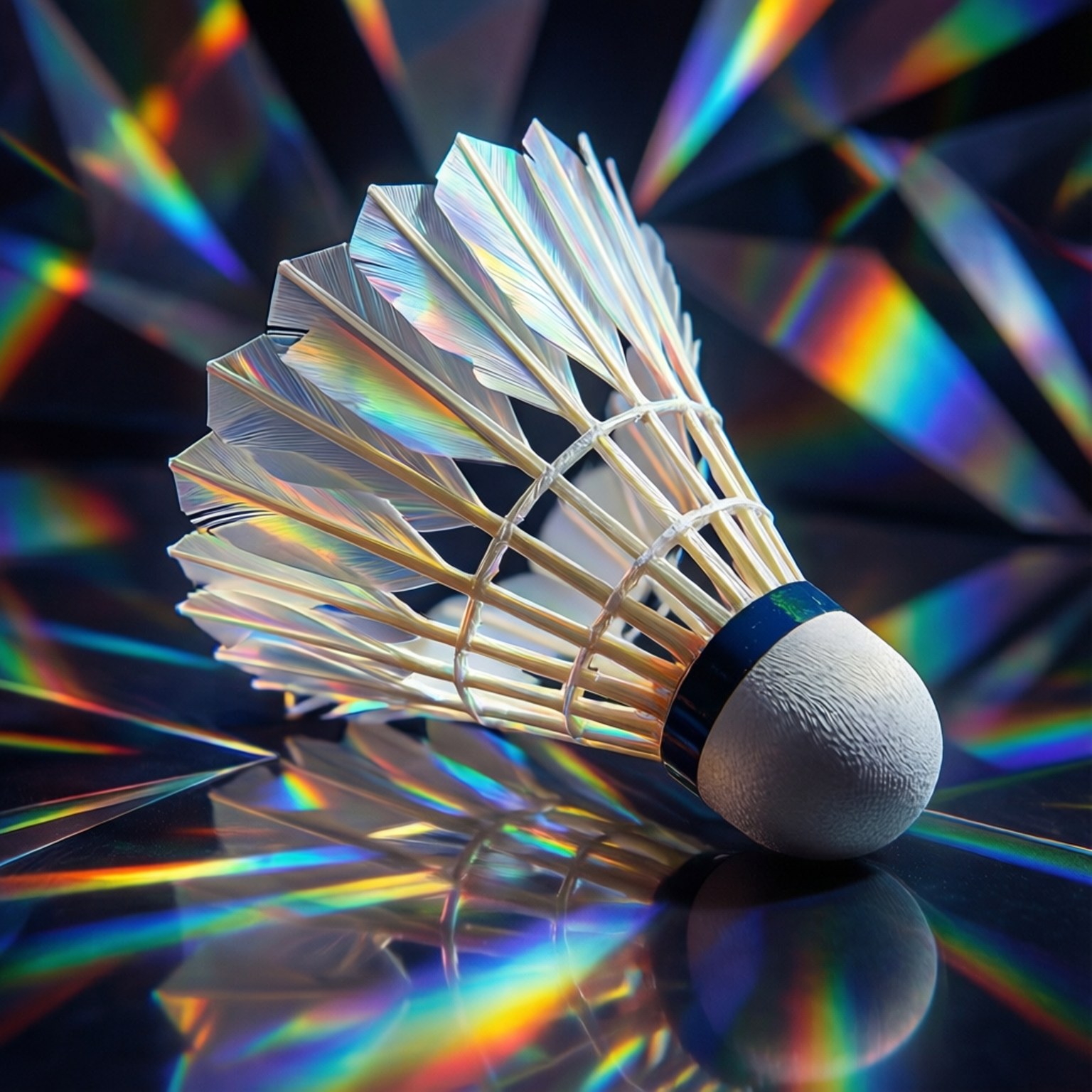 prism shuttlecock, rainbow light beams, reflective surface, HD Desktop Wallpaper