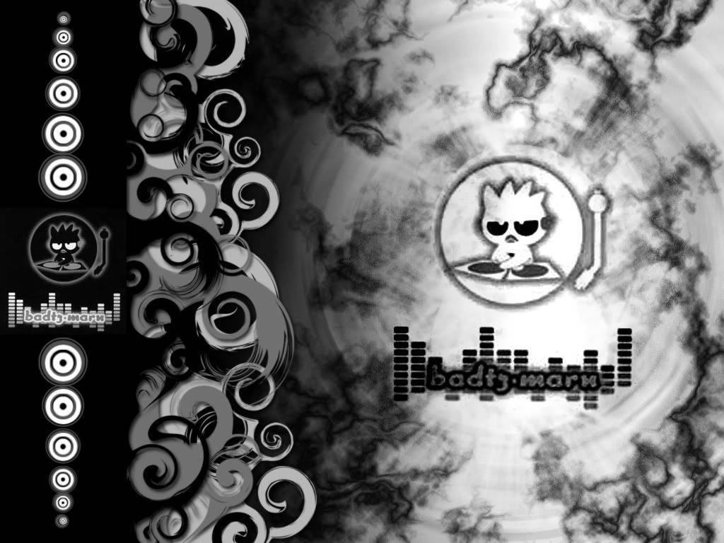 Badtz-Maru, black and white graphic, abstract patterns, SD Desktop Wallpaper