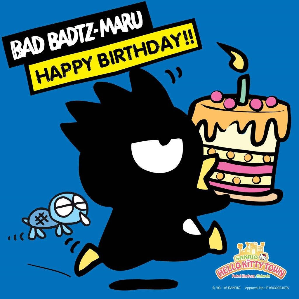 Badtz Maru, birthday cake, single candle, SD Desktop Wallpaper