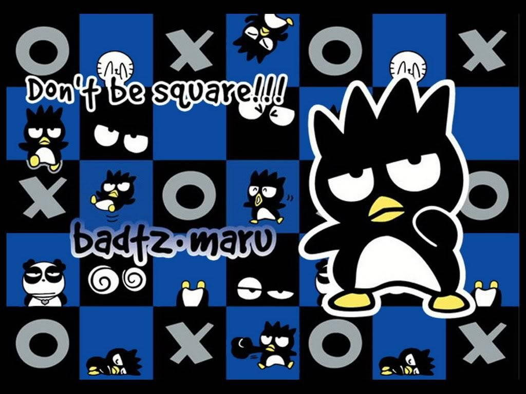 Badtz Maru, checkerboard pattern, Xs, SD Desktop Wallpaper