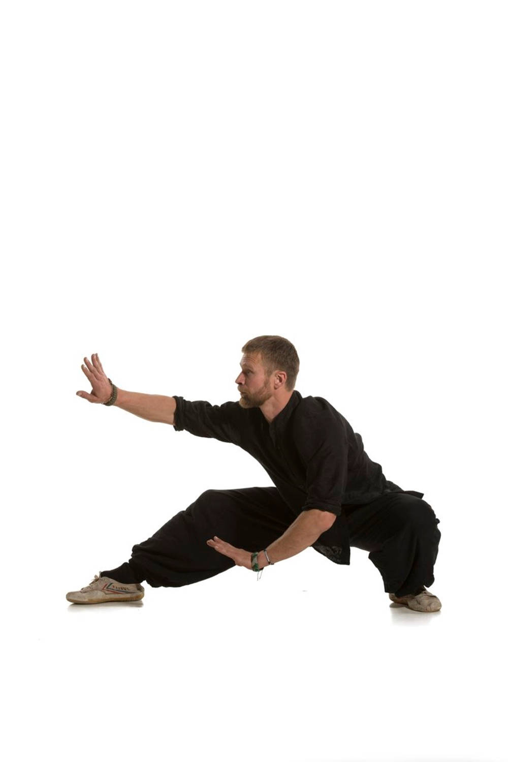 Bagua, black martial arts attire, low stance, HD Phone Wallpaper