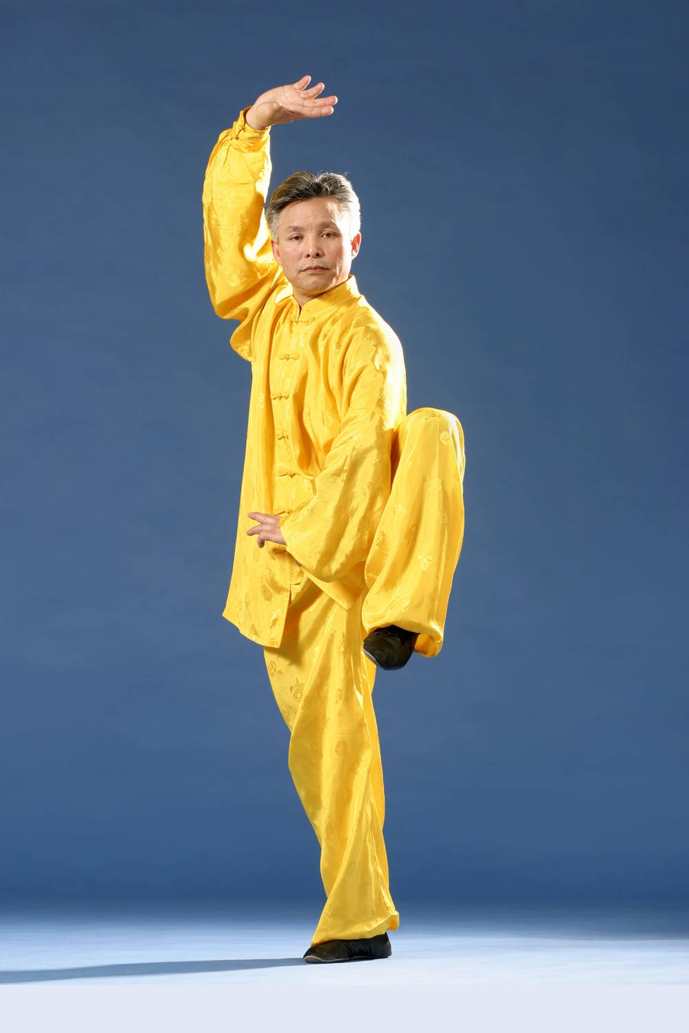 Bagua, standing one legged stance, bright yellow traditional outfit, HD Phone Wallpaper