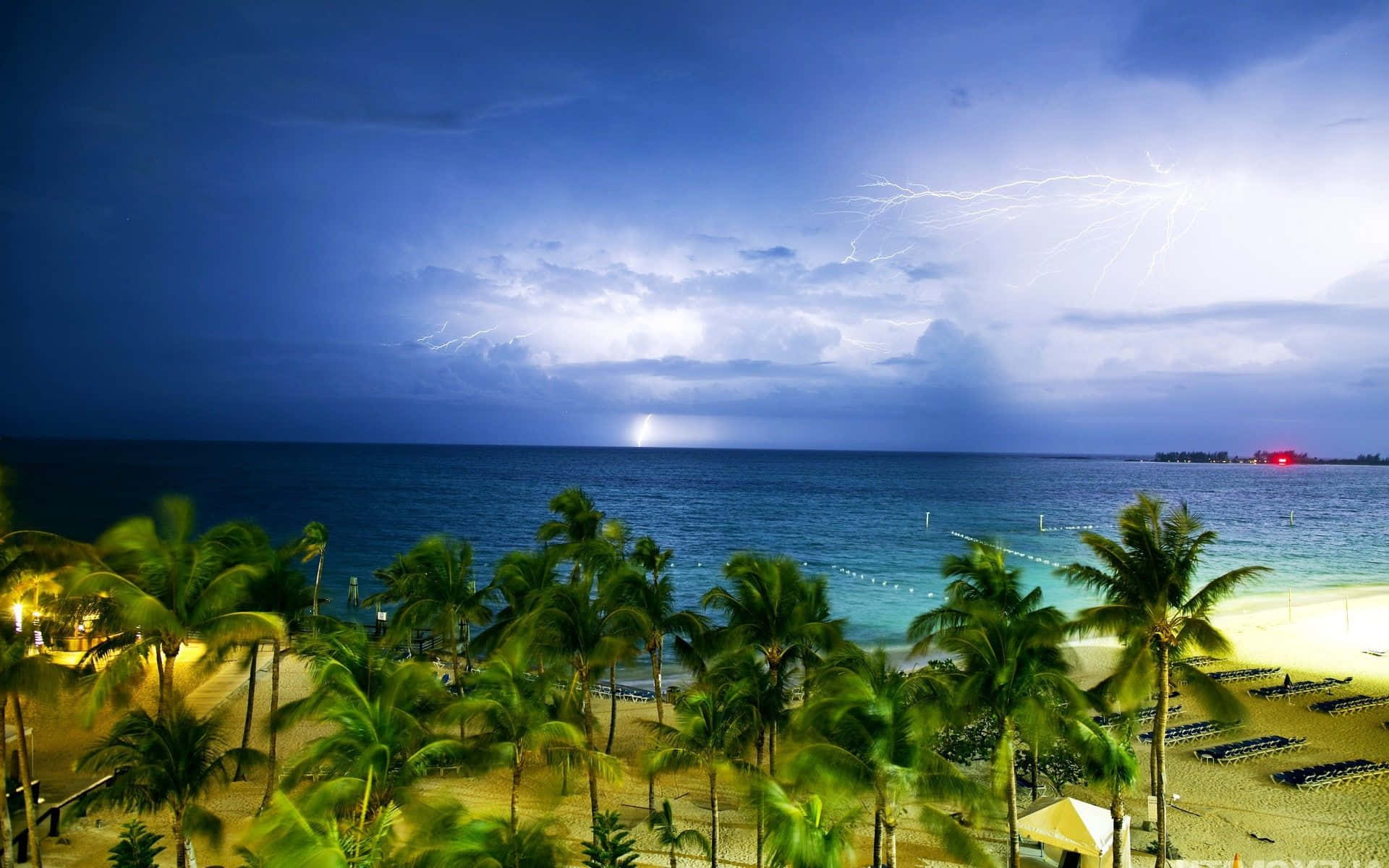 Bahamas Beach, tropical beach, night, Full HD Desktop Wallpaper