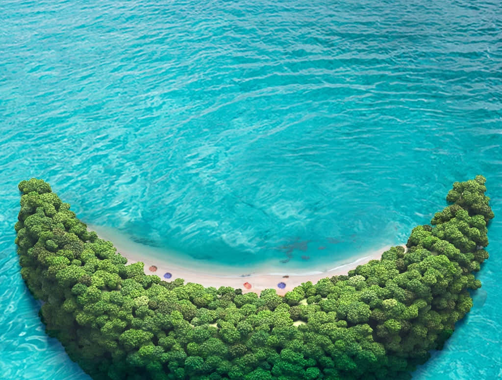 Bahamas, crescent-shaped tropical island, turquoise waters, SD Desktop Wallpaper