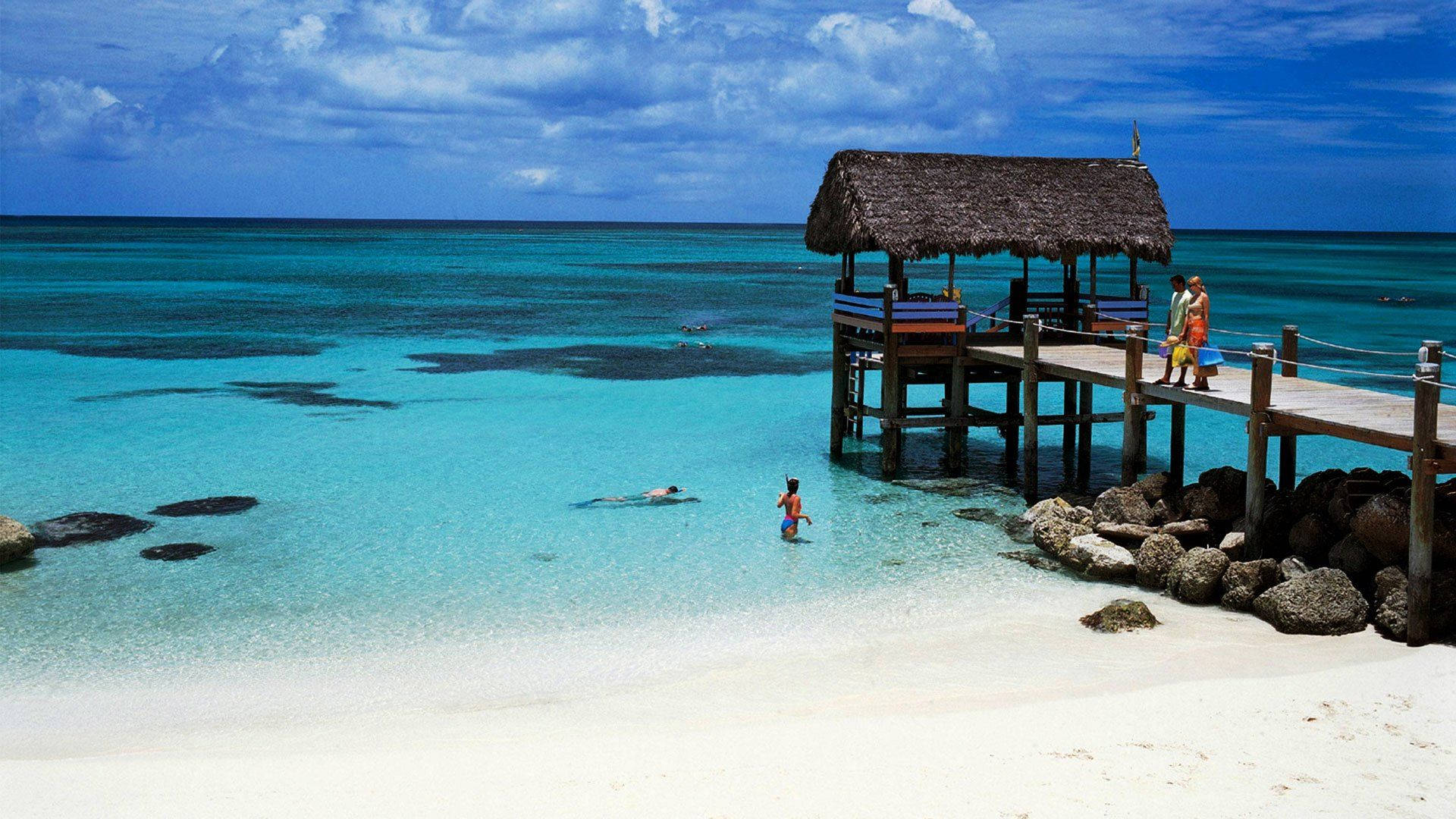 Bahamas, tropical beach, turquoise waters, Full HD Desktop Wallpaper