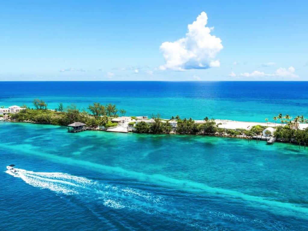 Bahamas Island, turquoise waters, speedboat, SD Desktop Wallpaper