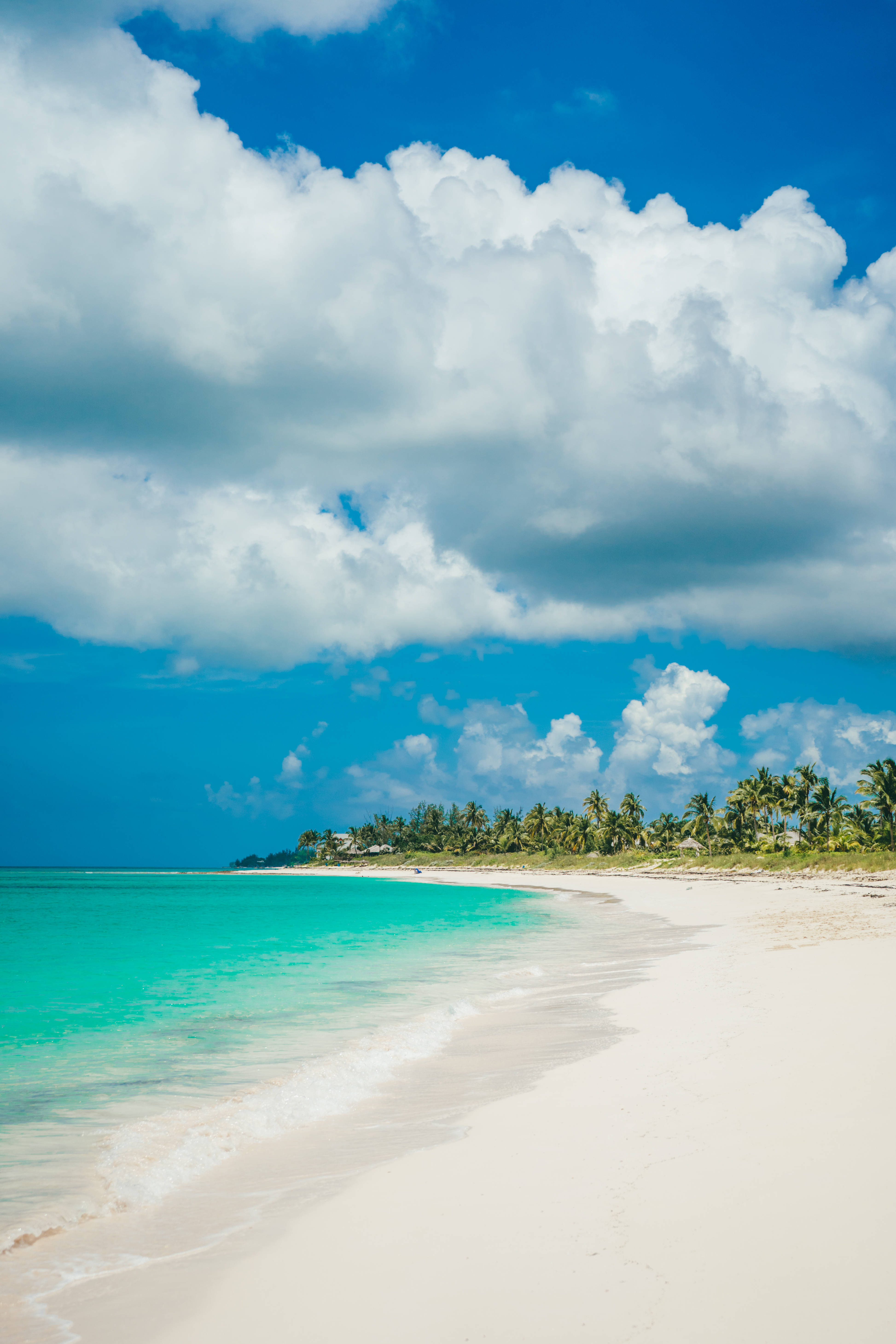 Bahamas, white sand beach, turquoise waters, 5K Phone Wallpaper