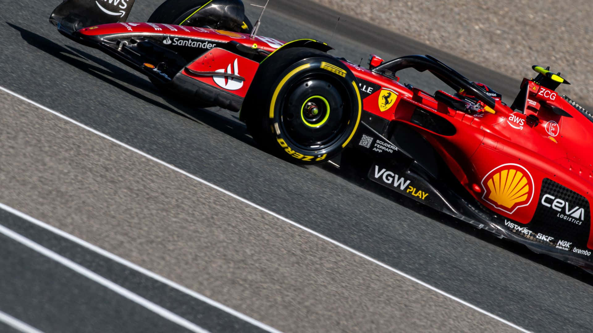 Bahrain Gp, red Ferrari Formula 1 car, racetrack, Full HD Desktop Wallpaper