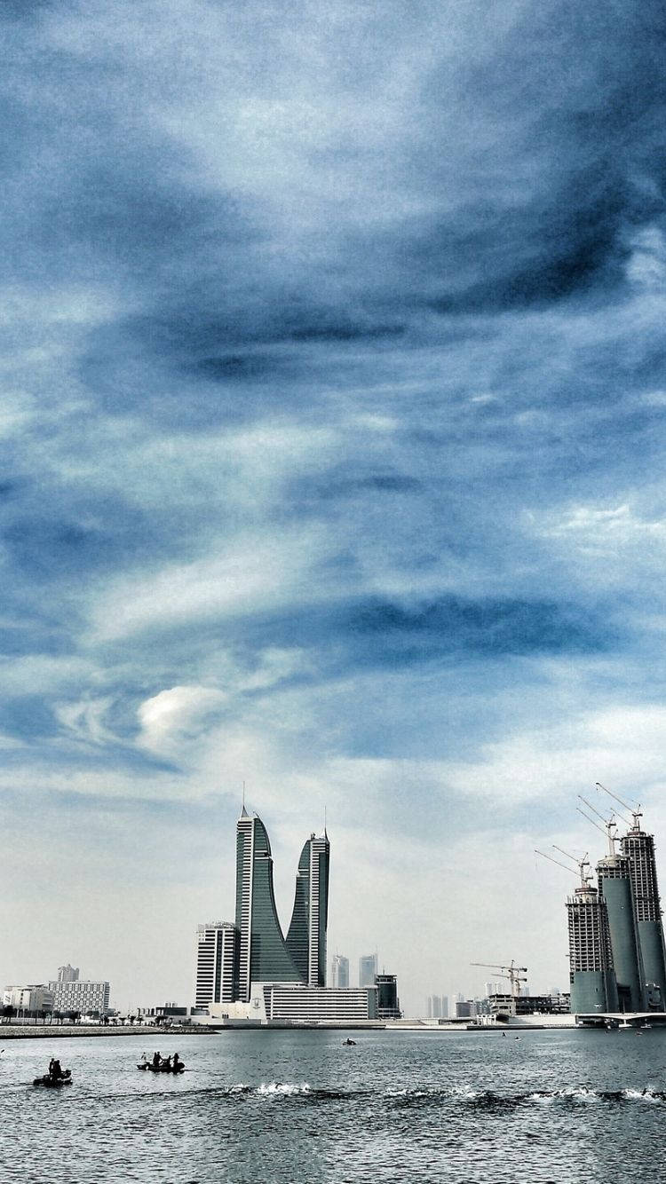 Bahrain, modern skyscrapers, construction cranes, HD Phone Wallpaper
