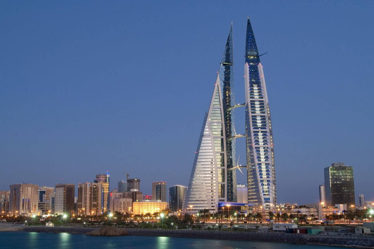Bahrain, twilight sky, waterfront cityscape, SD Desktop Wallpaper