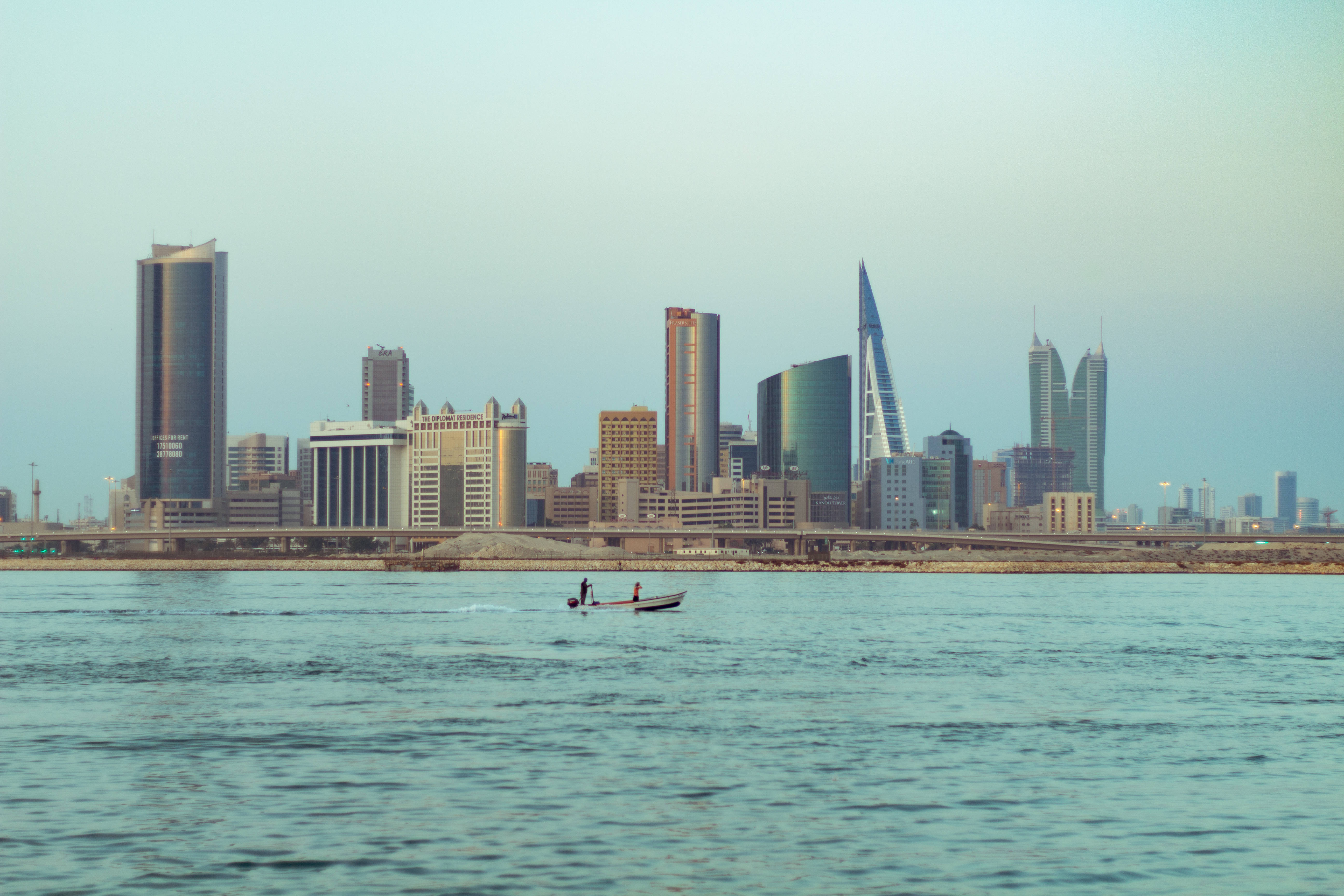 Bahrain, sea, small boat, 5K Desktop Wallpaper