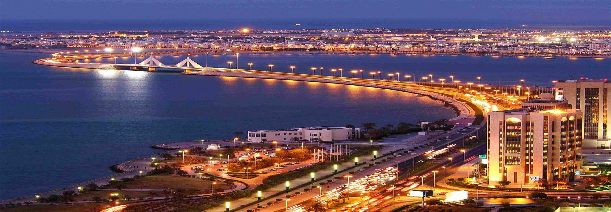 Bahrain, Night View, coastal cityscape, Full HD Desktop Wallpaper