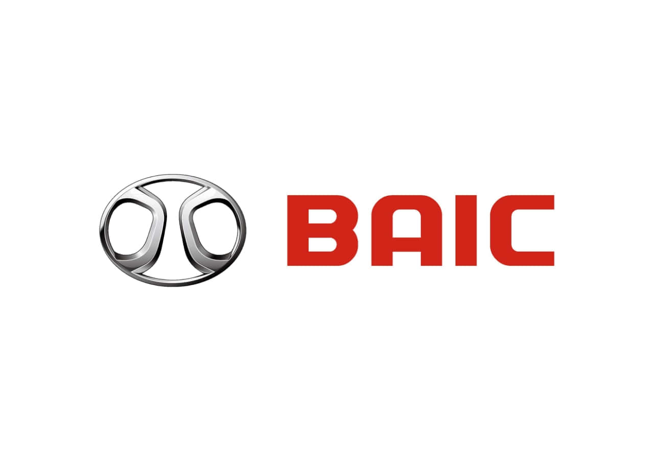 BAIC Group, metallic silver, red uppercase letters, HD Desktop Wallpaper