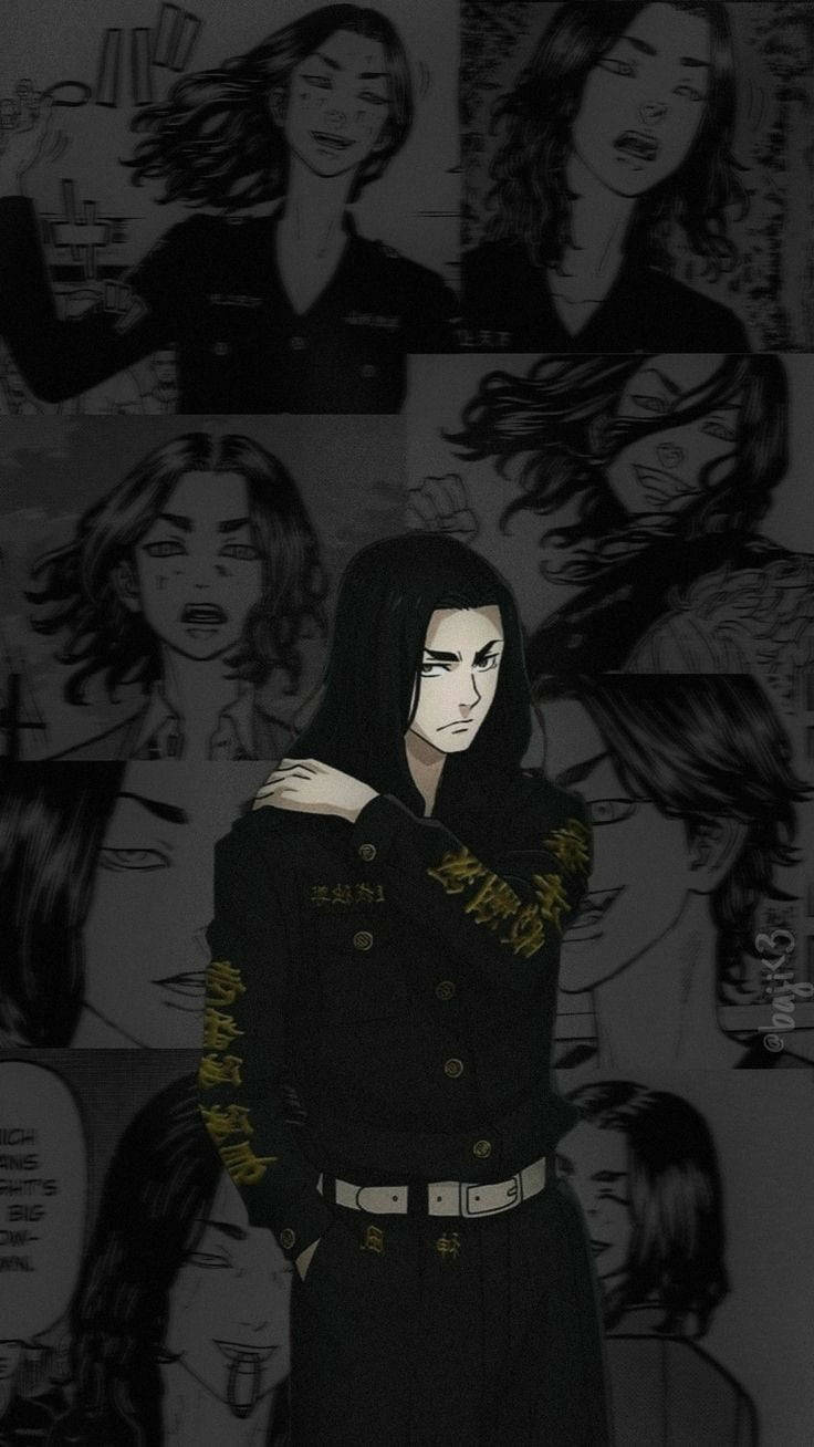 Baji Tokyo Revengers, dark uniform, grayscale manga panels, HD Phone Wallpaper