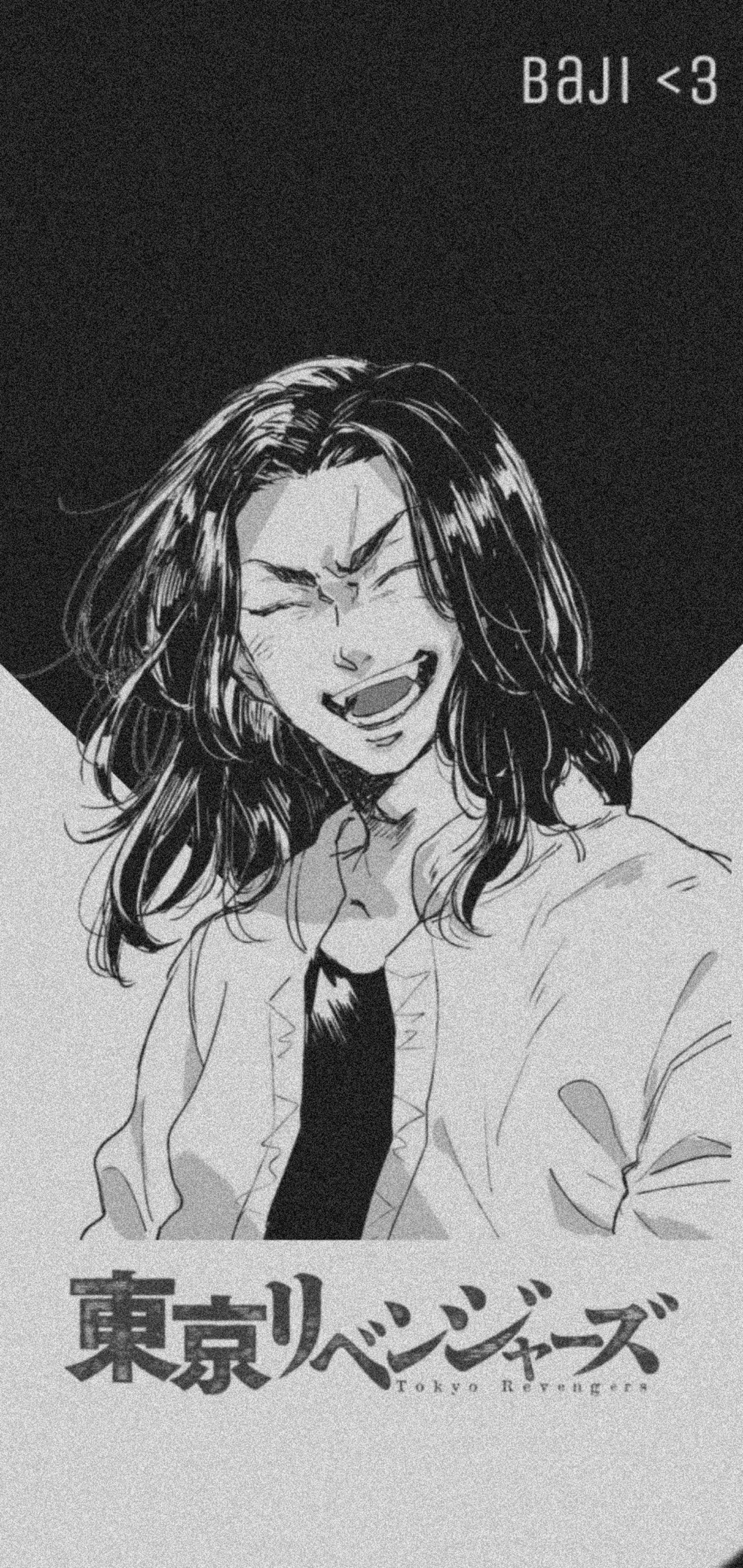 Baji, Tokyo Revengers, black and white, 2K Phone Wallpaper