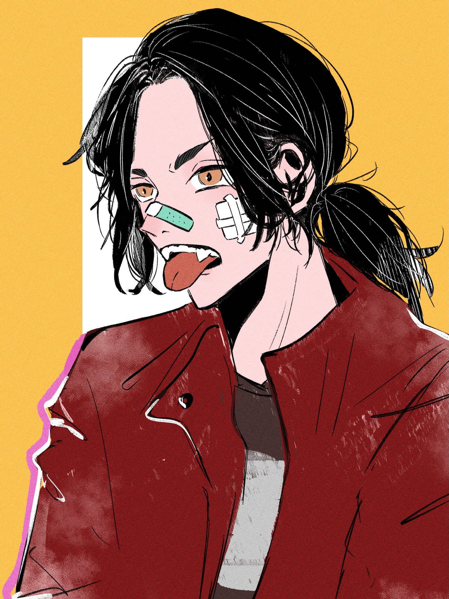 Baji Tokyo Revengers, black hair, bandages on face, Full HD Phone Wallpaper