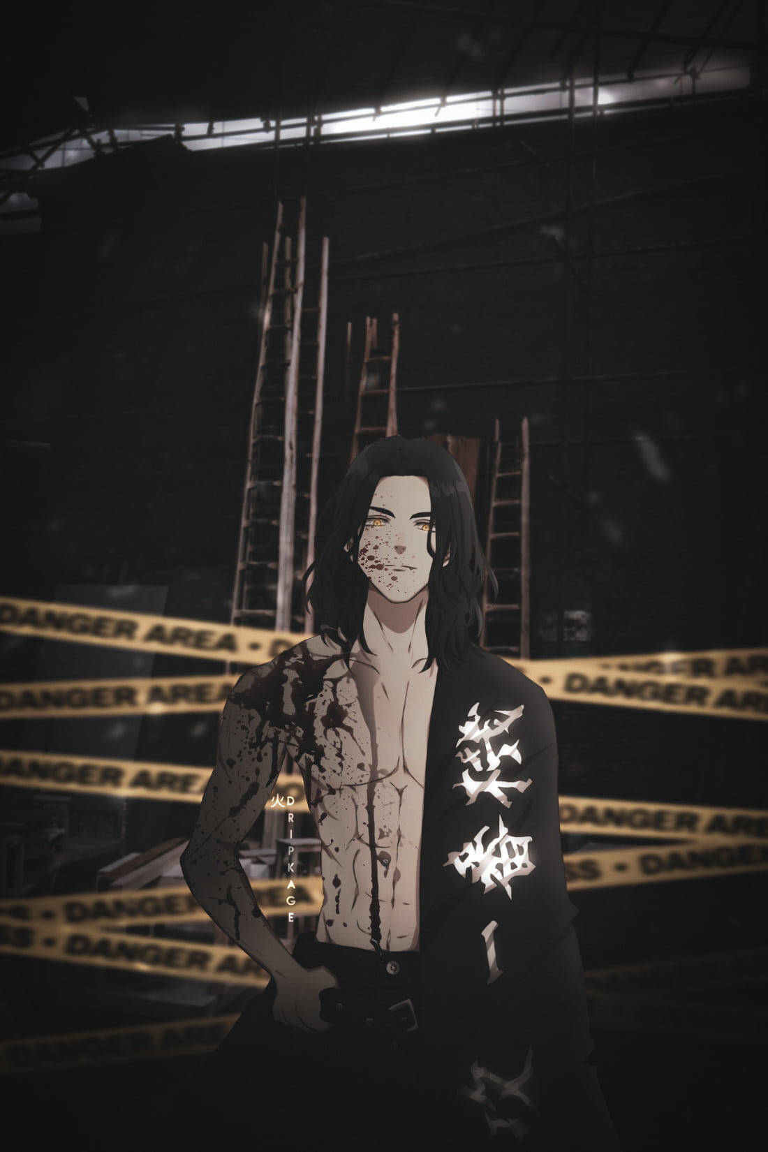 Baji Tokyo Revengers, bloodstains, white markings, HD Phone Wallpaper