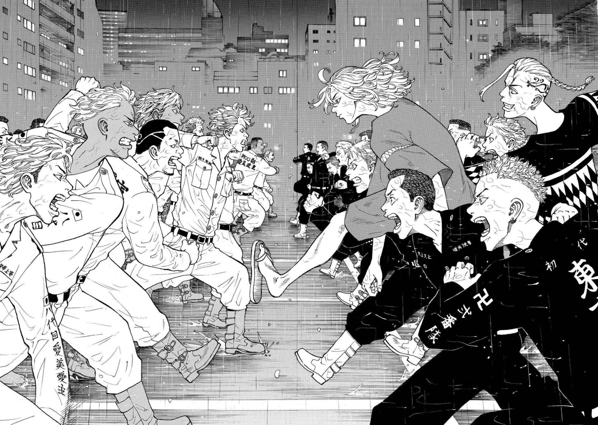 Tokyo Revengers, manga panel, gang fight, Full HD Desktop Wallpaper
