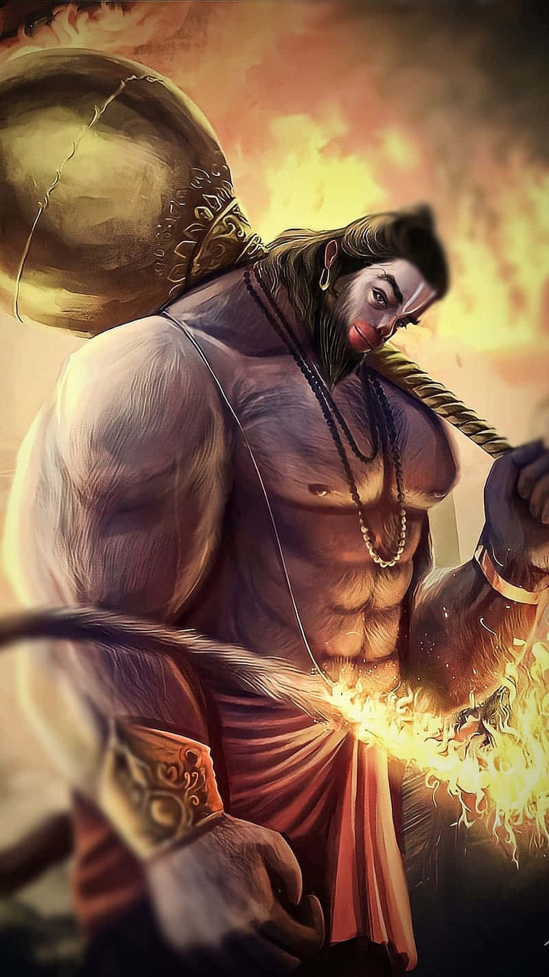Bajrangbali, golden mace, fiery aura, HD Phone Wallpaper