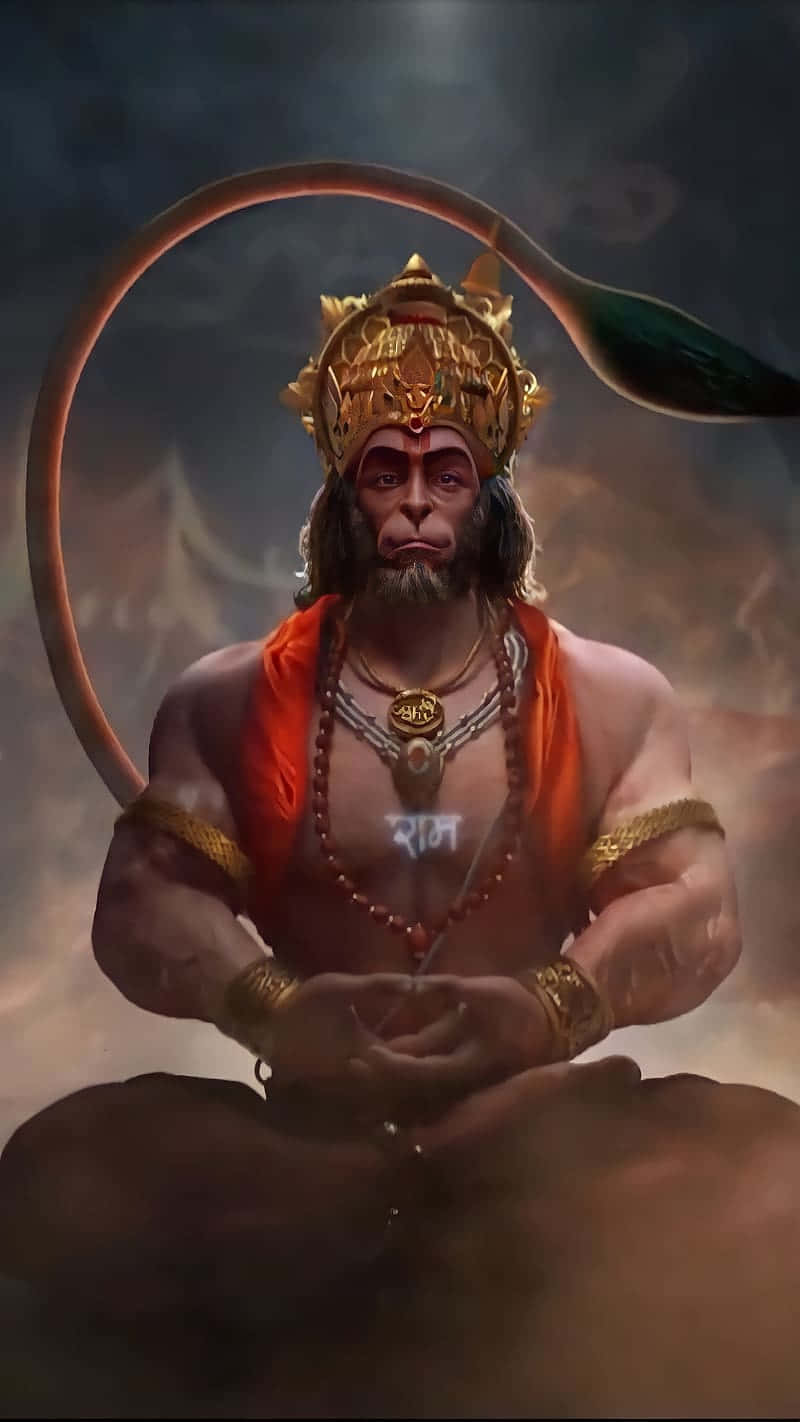 Bajrangbali, golden crown, red dhoti, HD Phone Wallpaper