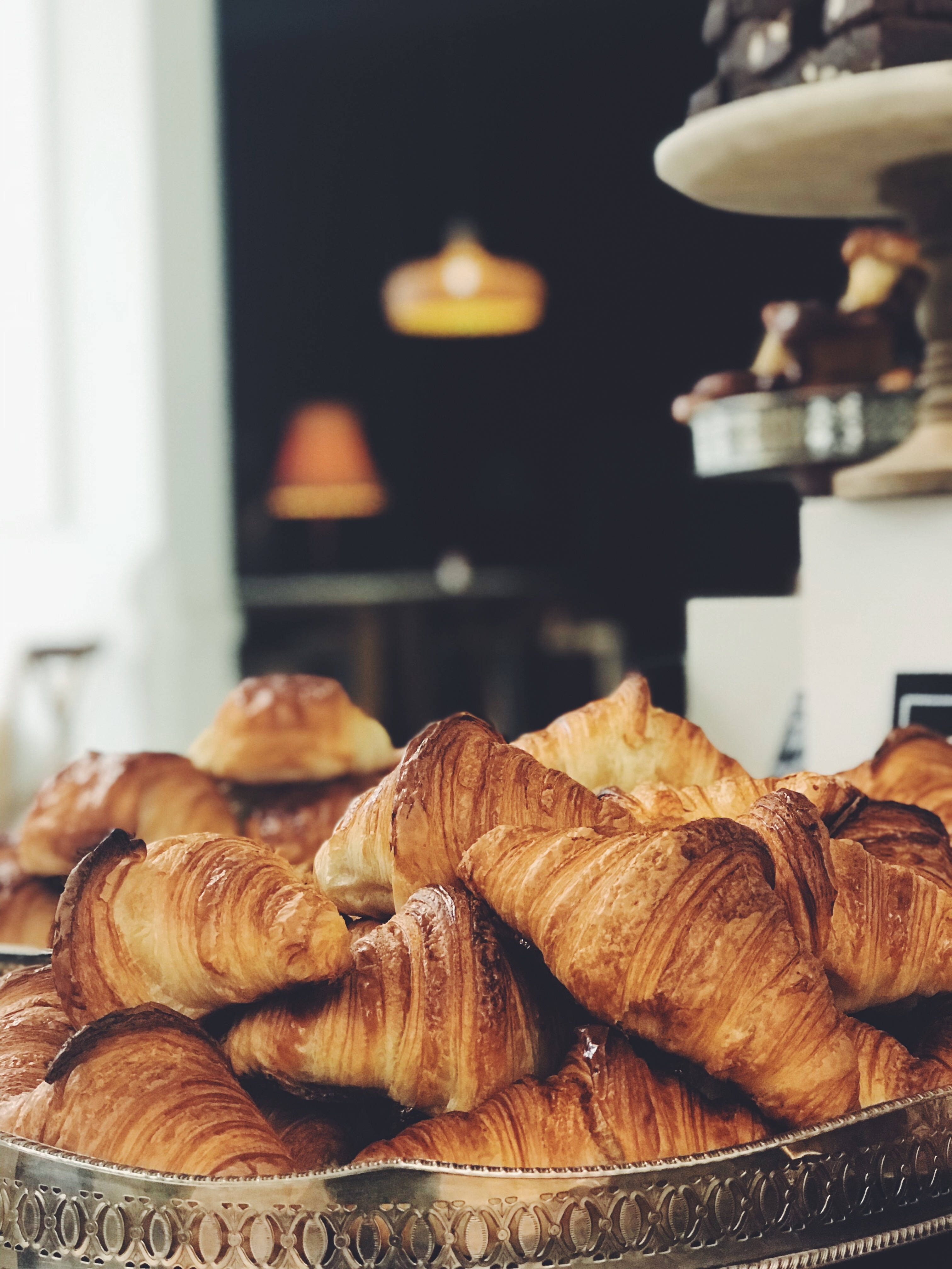 classic croissant pastry, golden, flaky, 4K Phone Wallpaper