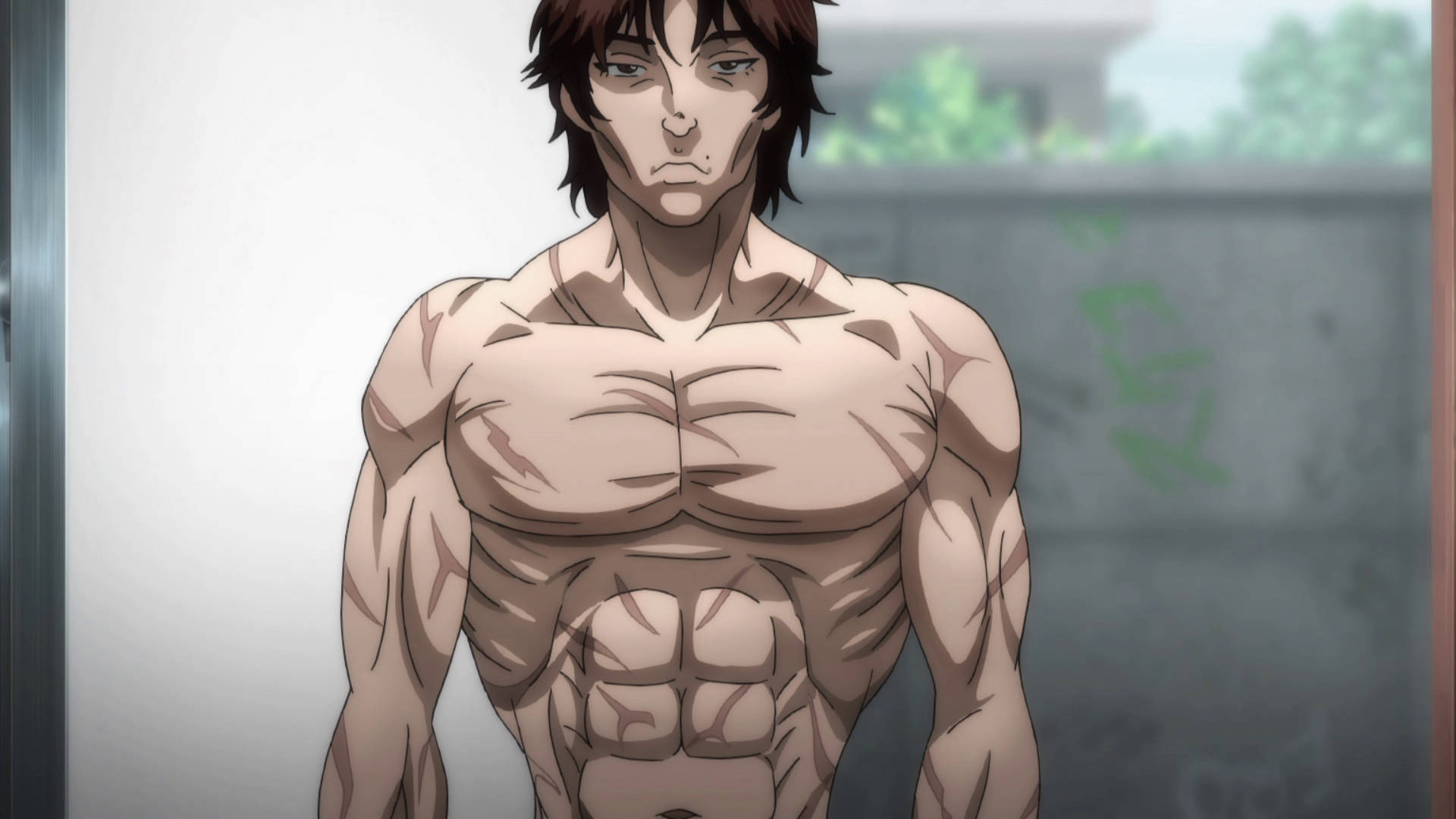 Baki Hanma, muscular anime man, brown hair, Full HD Desktop Wallpaper