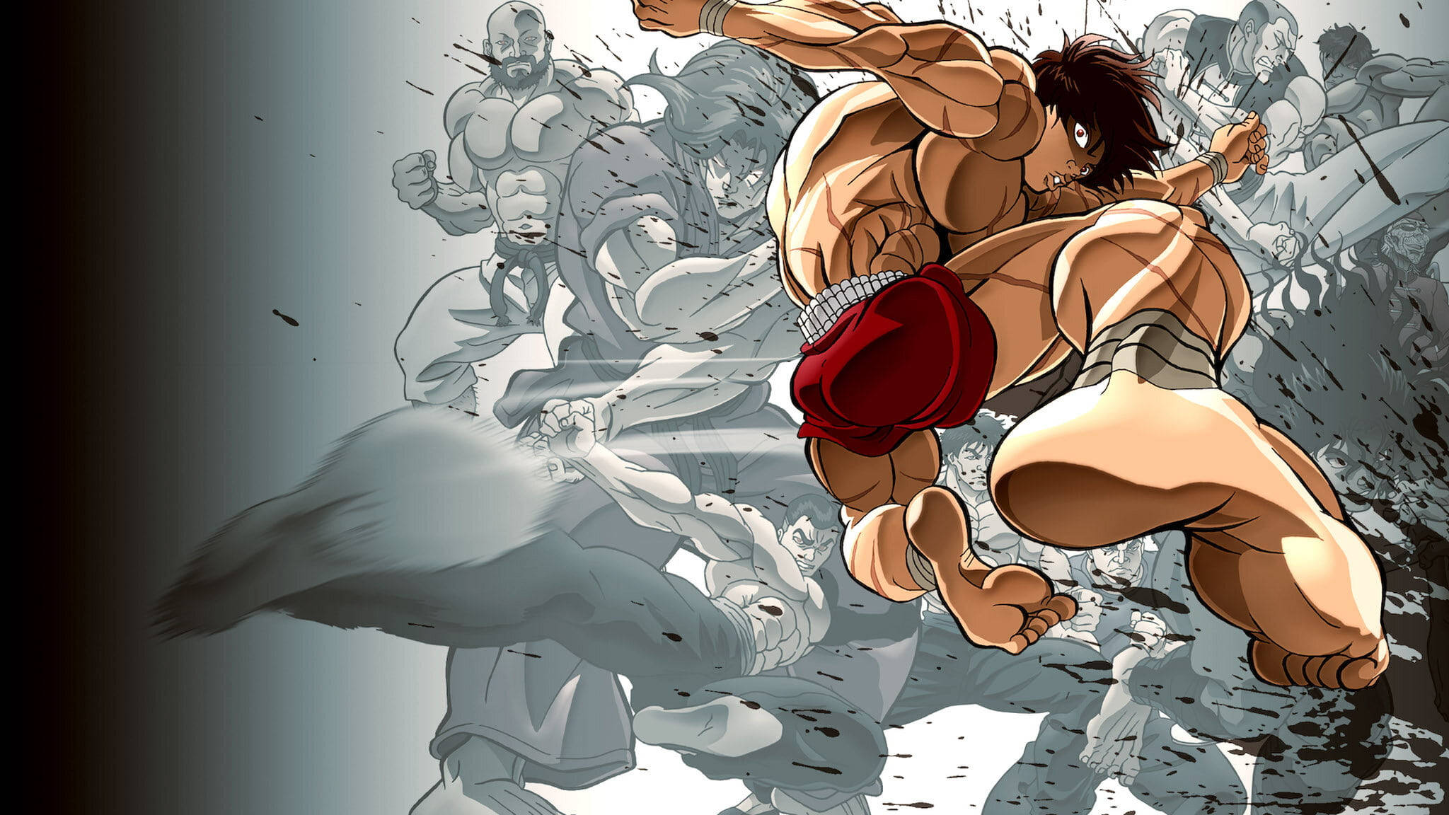 Baki HD, muscular anime fighter, red shorts, Full HD Desktop Wallpaper