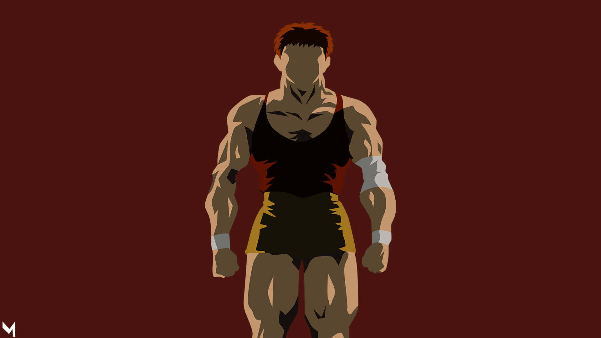 Baki The Grappler, black singlet, yellow shorts, Full HD Desktop Wallpaper