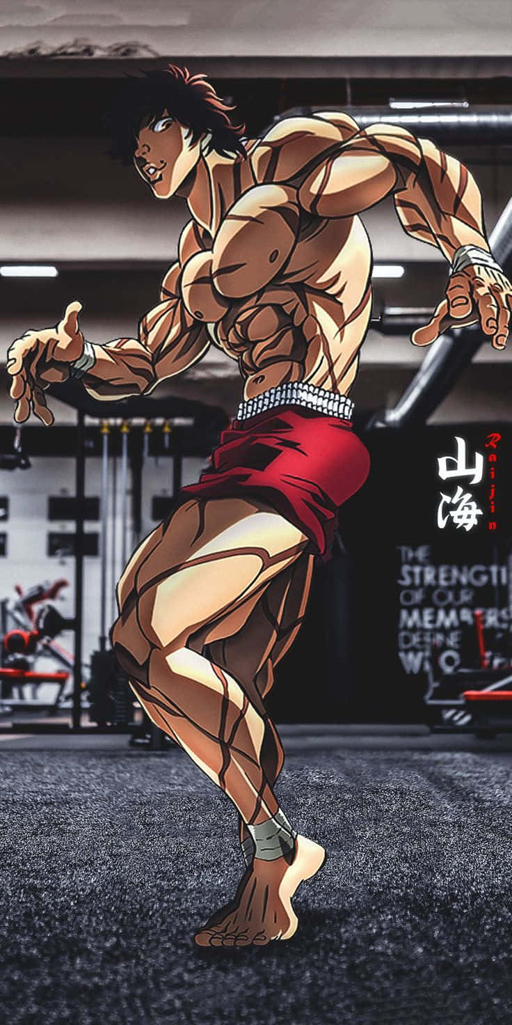 Baki The Grappler, red shorts, dimly lit gym, HD Phone Wallpaper