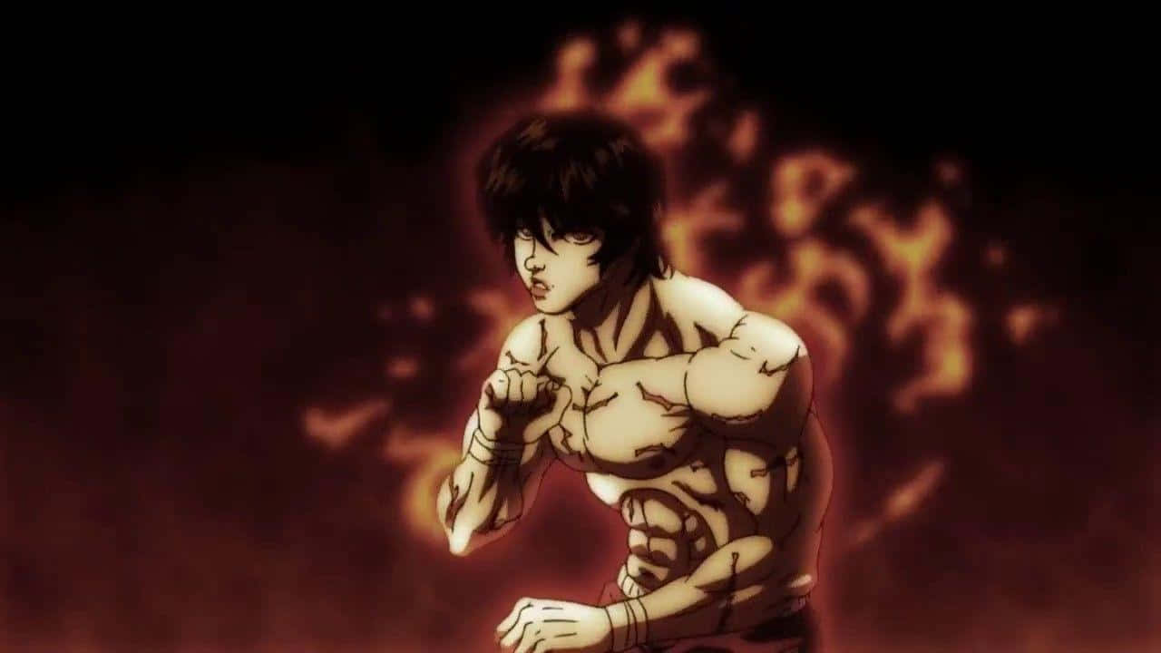 Baki The Grappler, muscular anime fighter, combat stance, HD Desktop Wallpaper