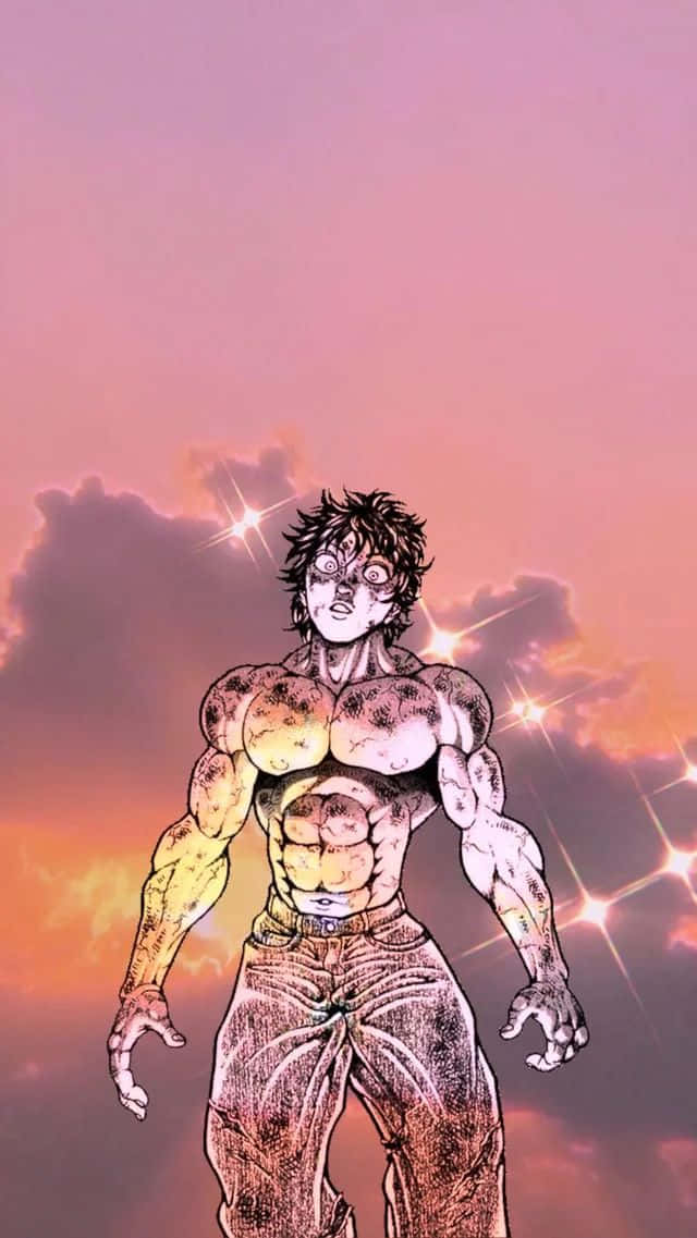 Baki The Grappler, sunset, pink and orange sky, SD Phone Wallpaper