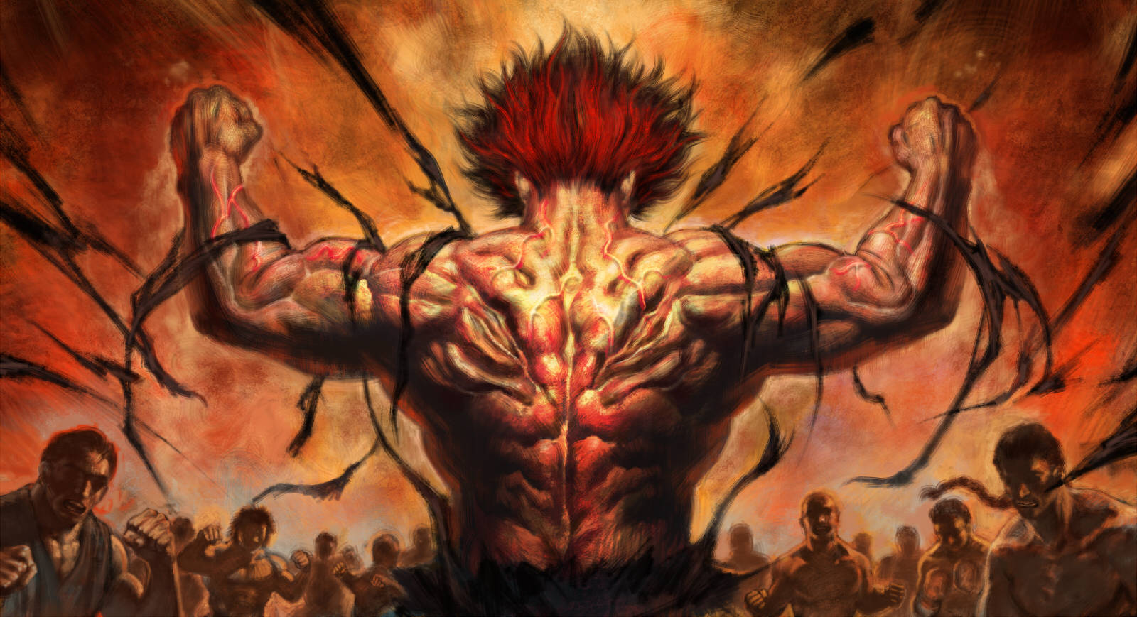 Baki, demon face, red hair, HD Desktop Wallpaper