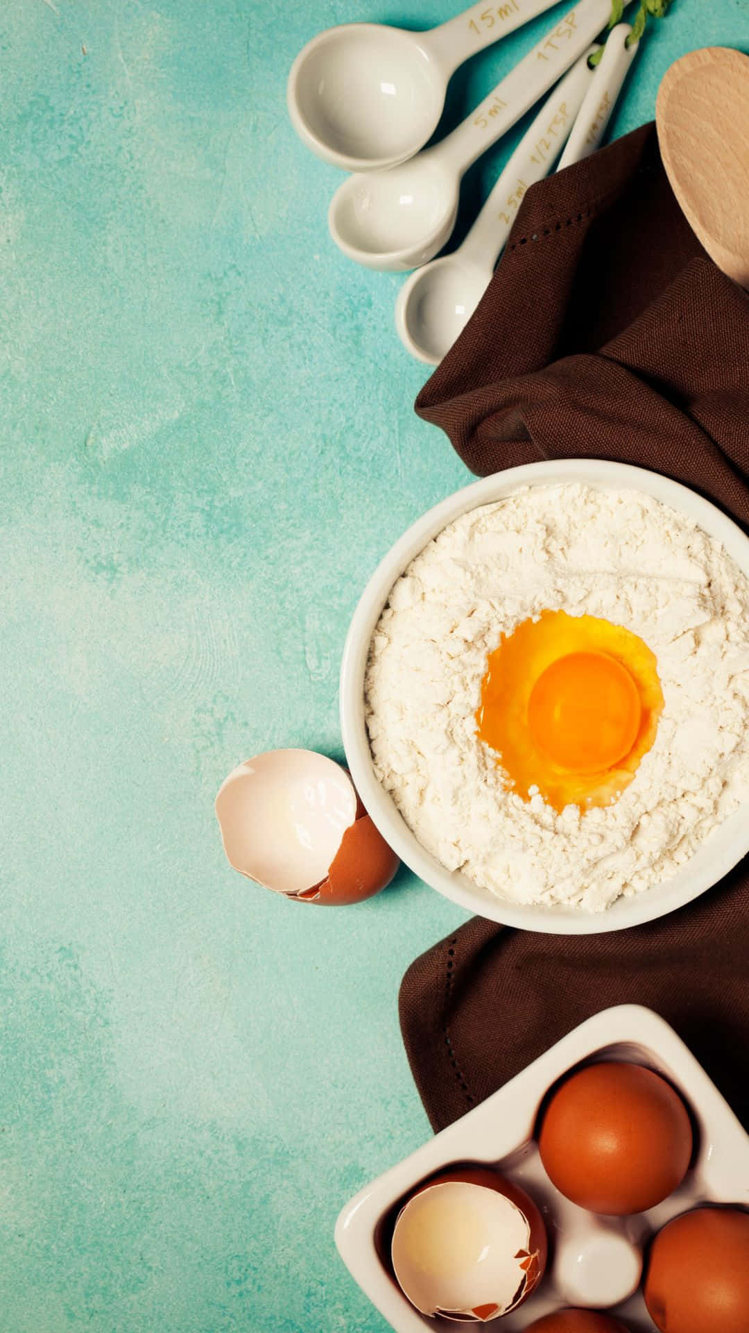 Baking iPhone, flour, raw egg yolk, Full HD Phone Wallpaper