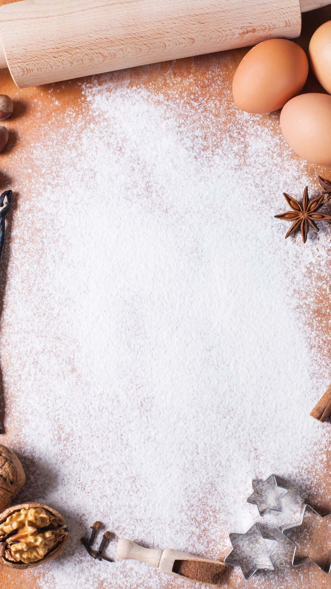 Baking iPhone, wooden table, flour, Full HD Phone Wallpaper