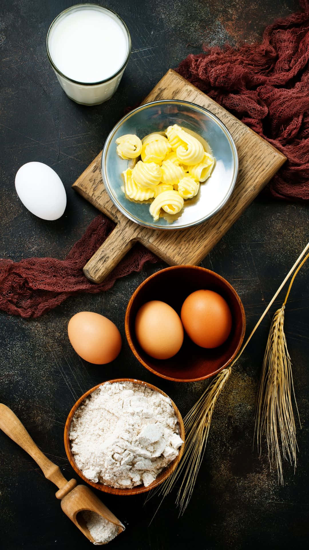 baking iPhone, rustic overhead shot, flour, Full HD Phone Wallpaper