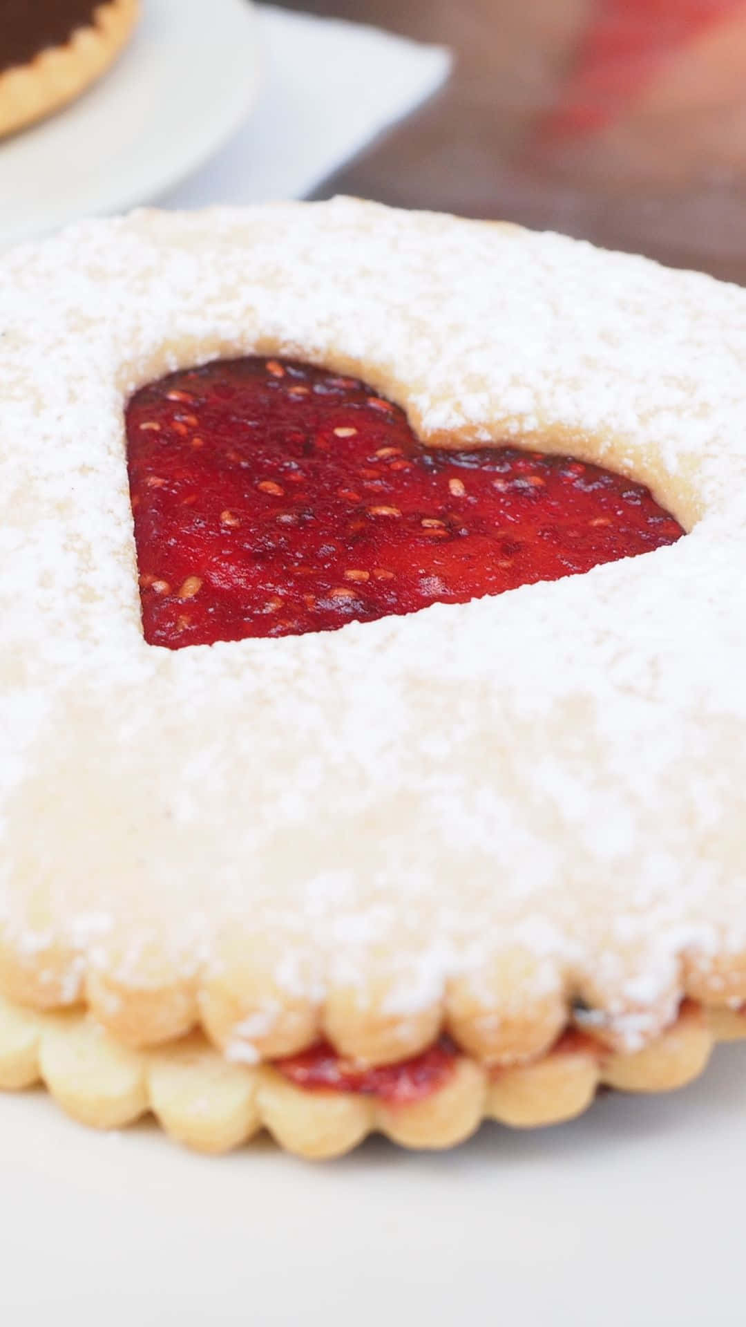 Baking iPhone, heart-shaped cookie, powdered sugar, Full HD Phone Wallpaper