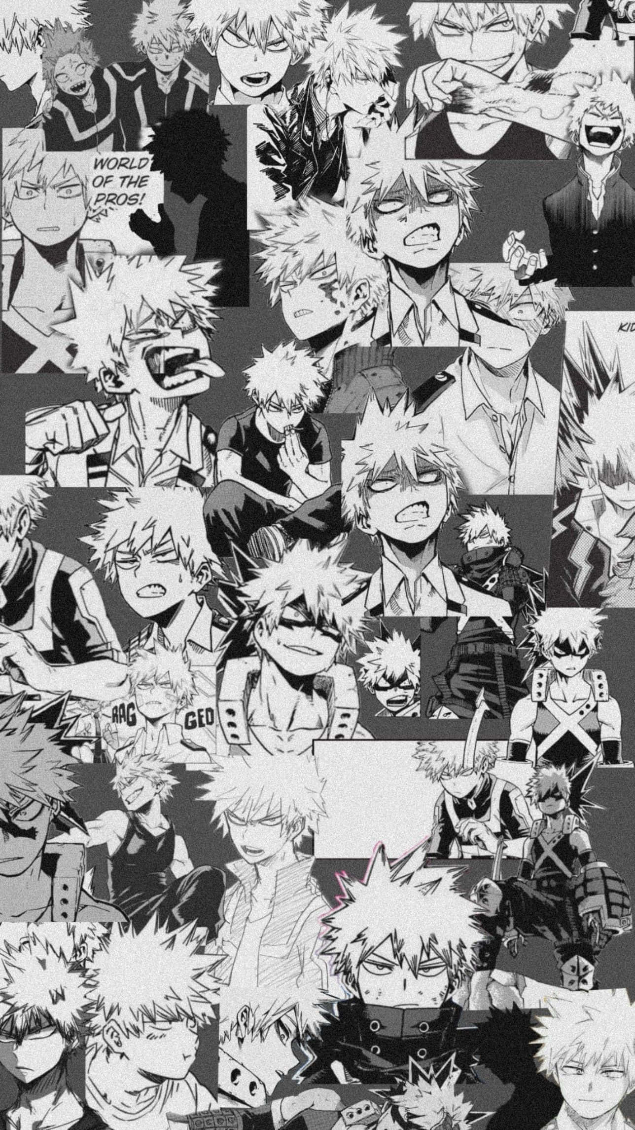 Bakugo, anime character expressions, dynamic comic panels, Full HD Phone Wallpaper