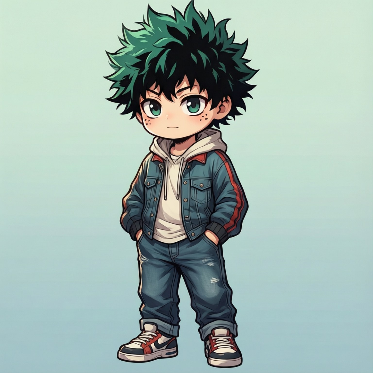 Bakugo, chibi manga style, casual wear, HD Desktop Wallpaper