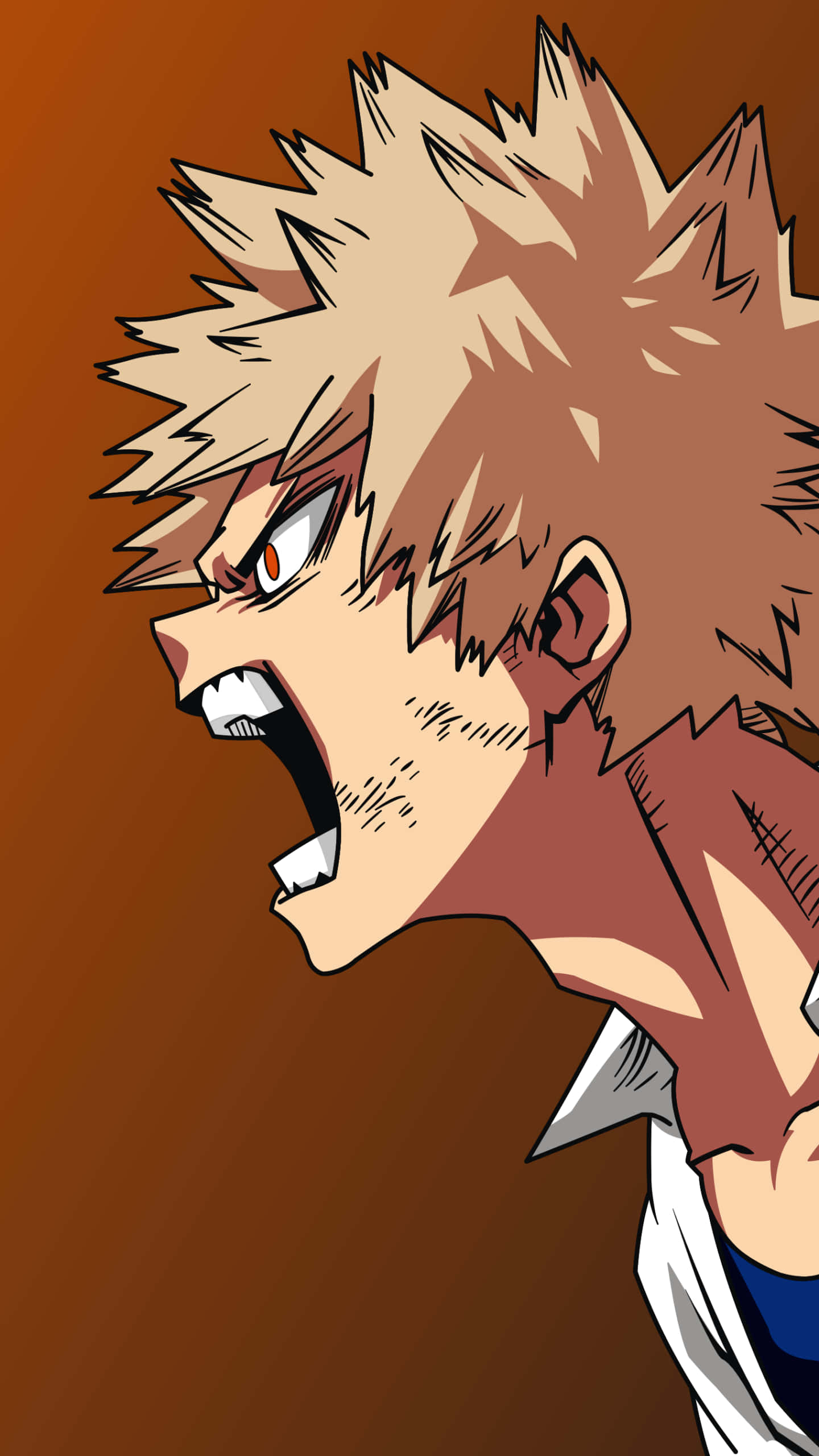 Bakugo Phone, spiky blonde hair, glowing eyes, 2K Phone Wallpaper