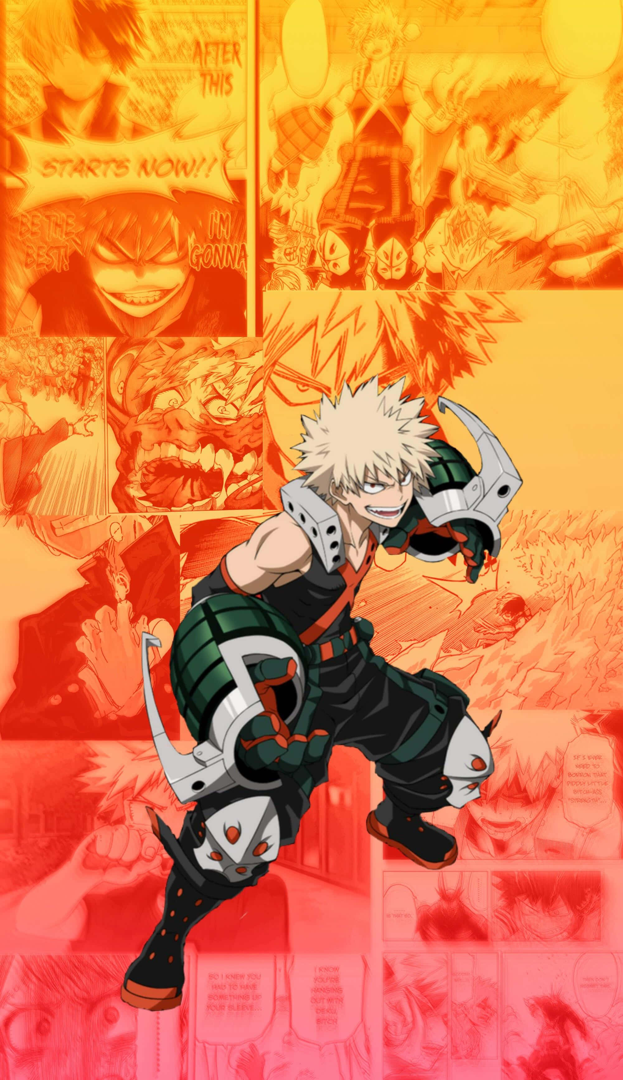 Bakugo Phone, spiky white hair, armored gear, 2K Phone Wallpaper