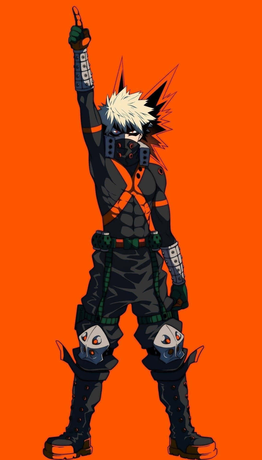 Bakugo Phone, spiky white hair, black mask, Full HD Phone Wallpaper