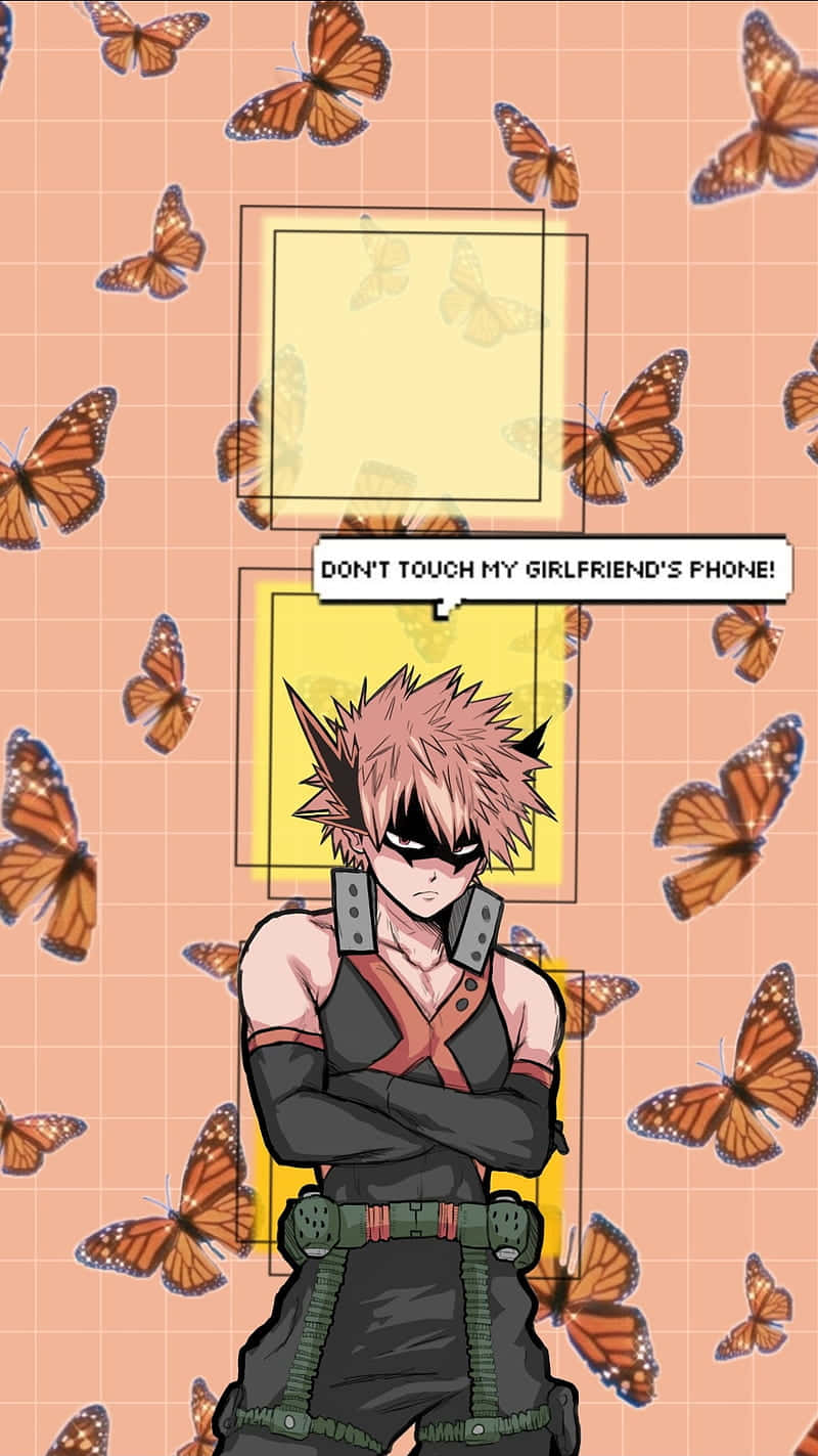 Bakugo Phone, pink hair, crossed arms, HD Phone Wallpaper